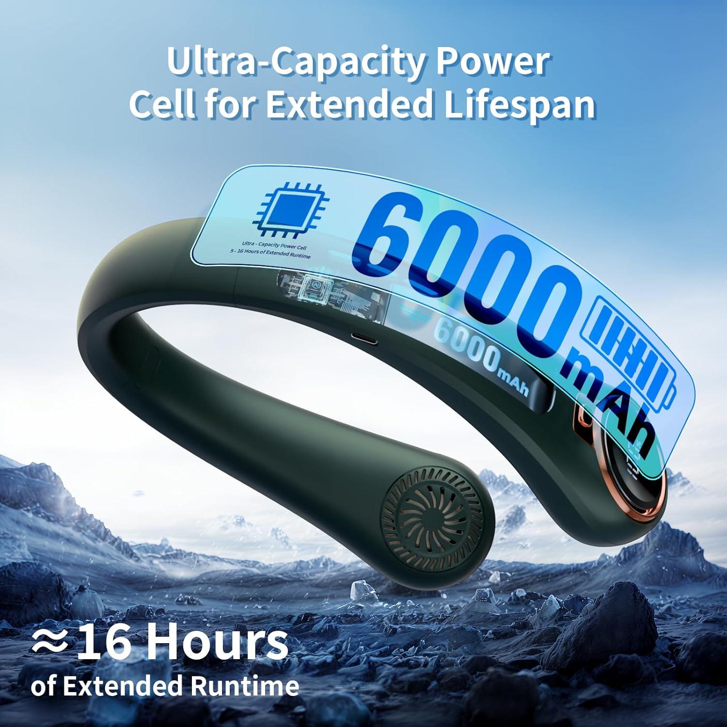 Ventilador de Cuello Portátil ZHZW nf01 6000mAh 3 Velocidades