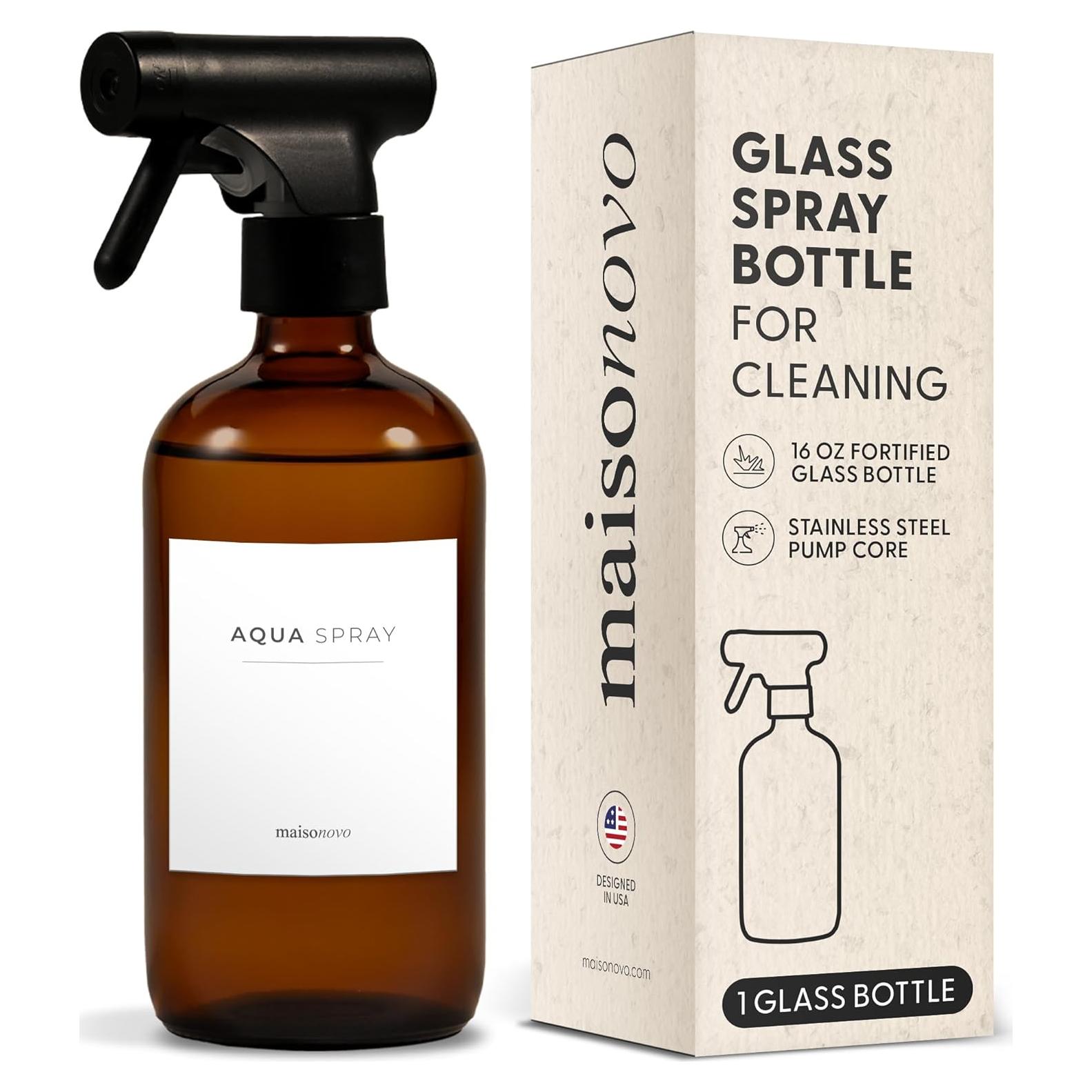 Botella de Spray de Vidrio MaisoNovo 500 ml Ámbar con 16 Etiquetas