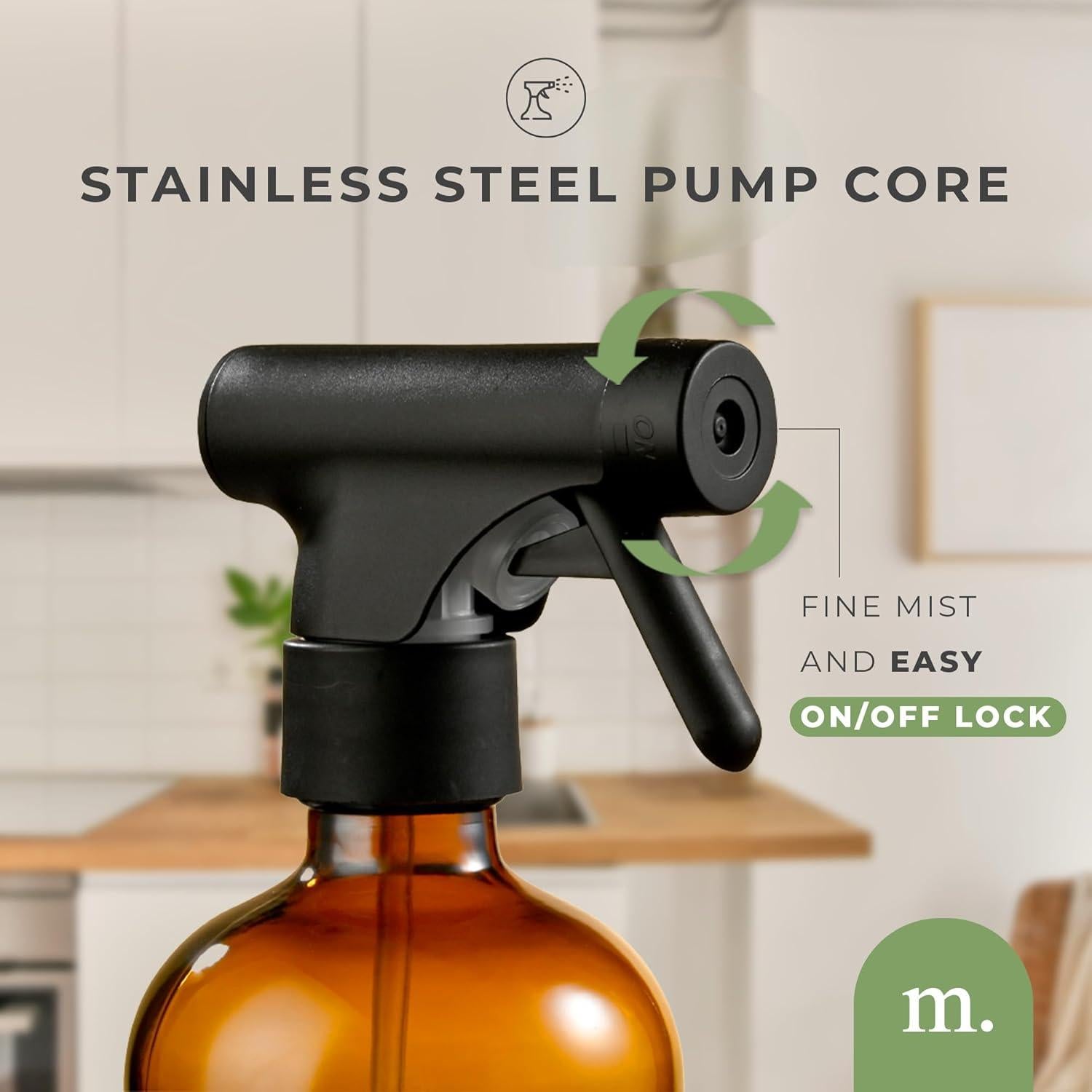 Botella de Spray de Vidrio MaisoNovo 500 ml Ámbar con 16 Etiquetas