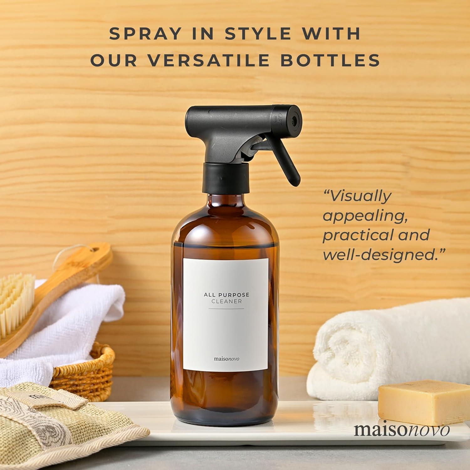 Botella de Spray de Vidrio MaisoNovo 500 ml Ámbar con 16 Etiquetas