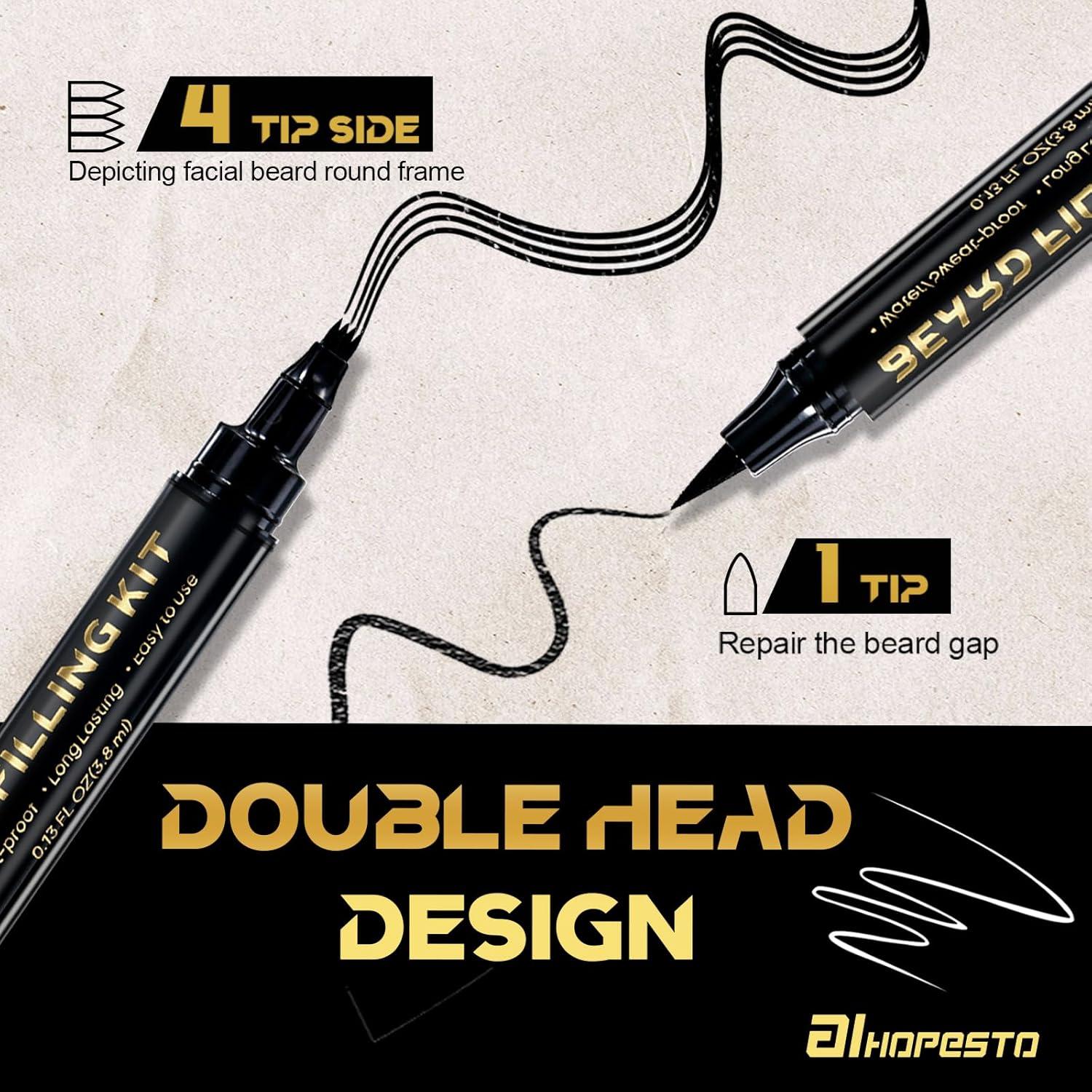 Rellenador de Barba AIHOPESTO 3 Piezas - Lápiz Negro a Prueba de Agua
