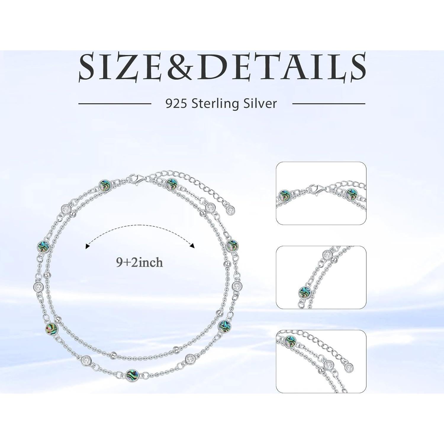 Tobillera de Plata Esterlina 925 con Turquesa Natural HPQQ