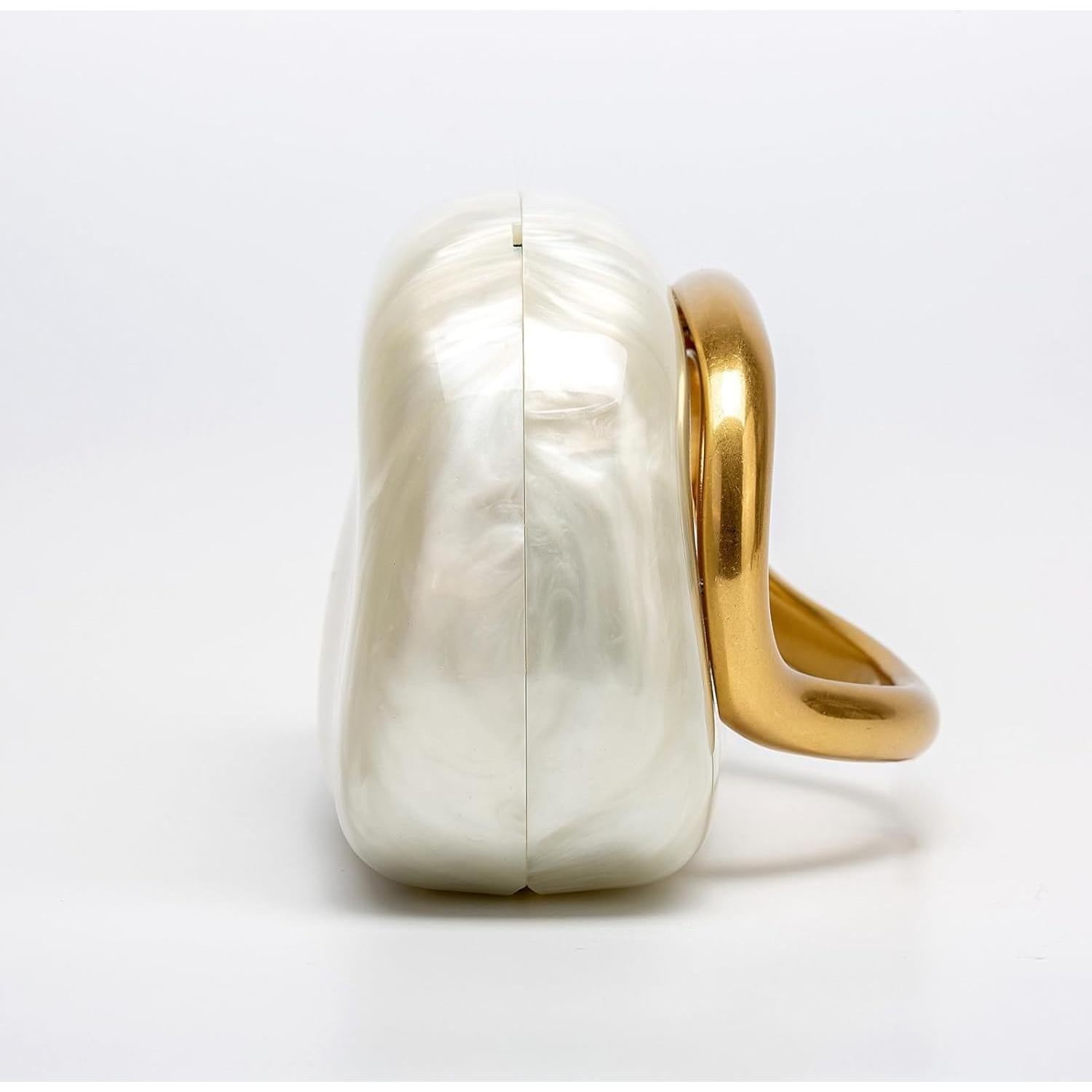 Bolso Clutch Mujeres Acrílico Beige con Cadena Desmontable