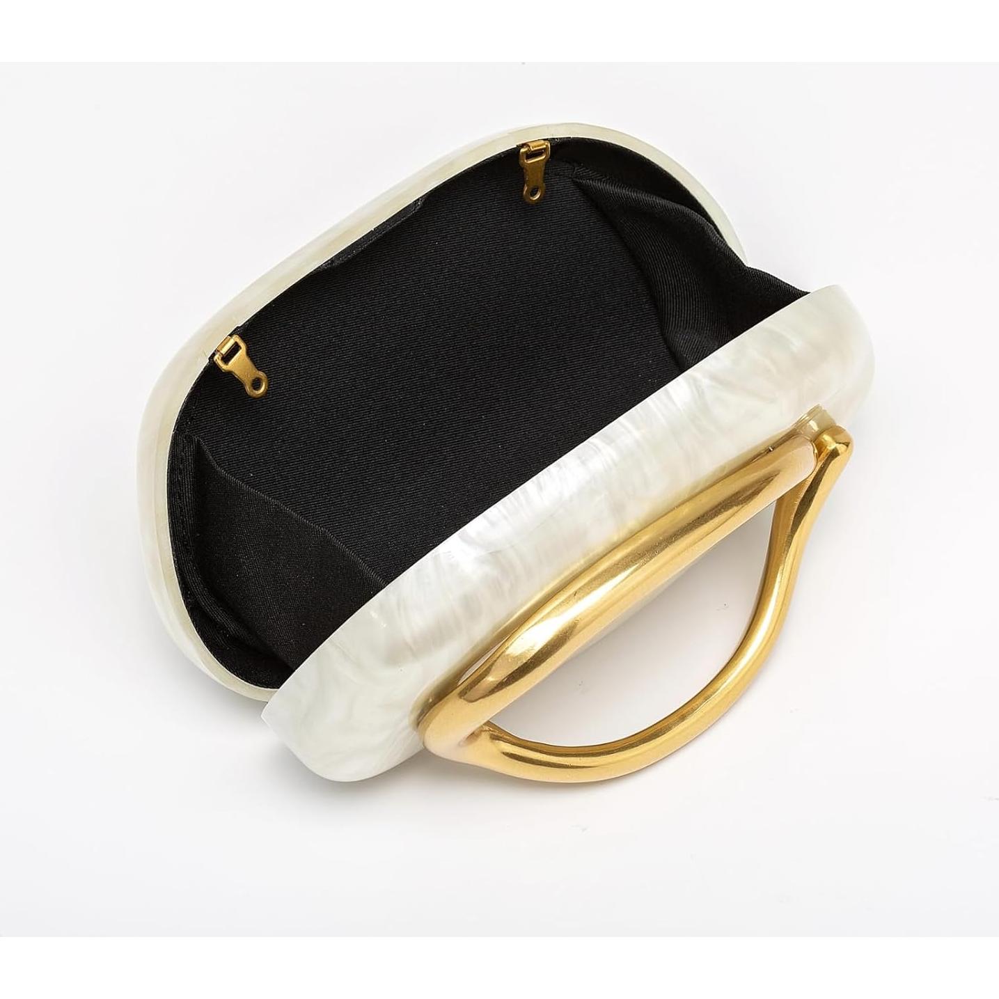 Bolso Clutch Mujeres Acrílico Beige con Cadena Desmontable