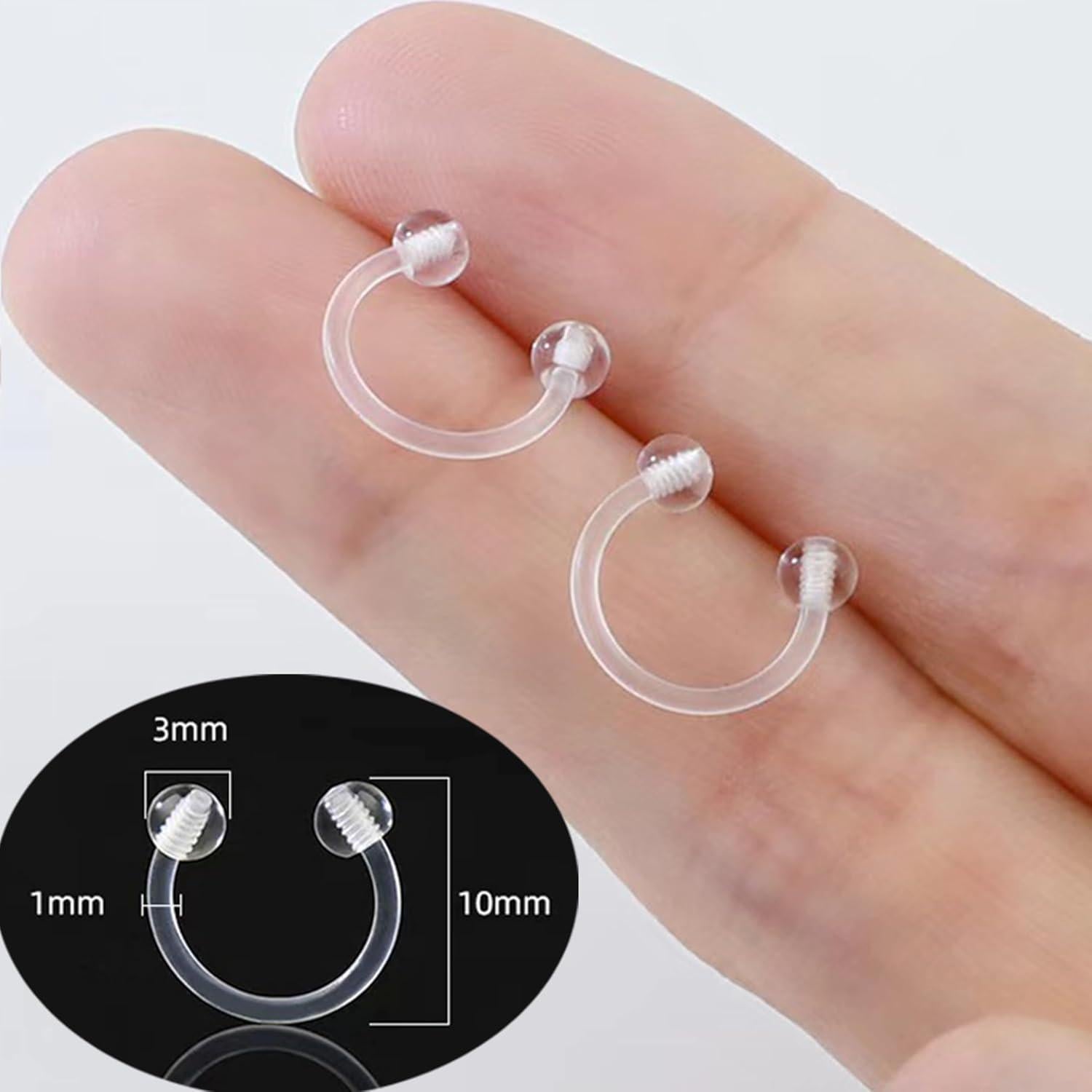 Retenedores de oreja hipoalergénicos Melimarry 3mm claros