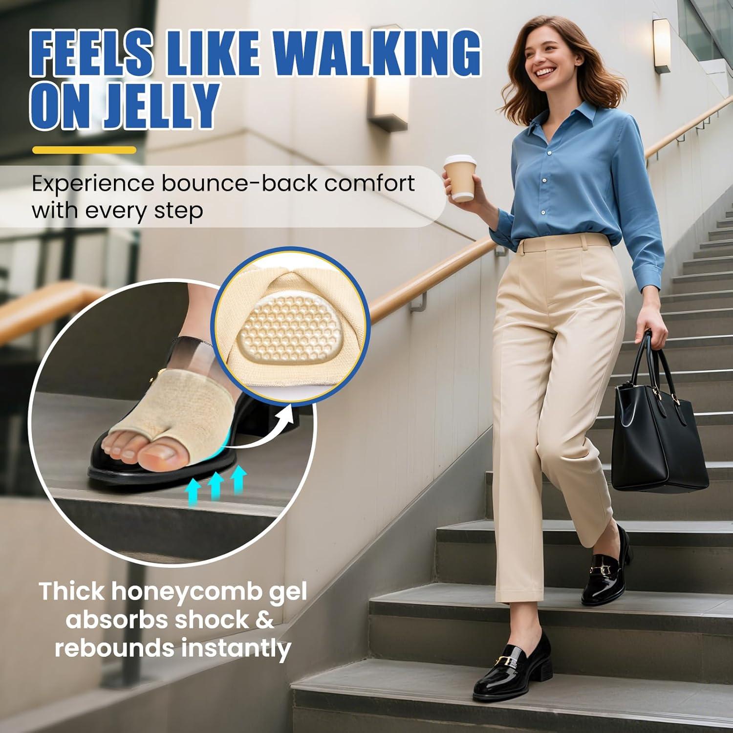 Metatarsal Pads Ball Foot Cushion - 2 Pairs Ball of Foot Cushion with Gel for Pain Relief, Morton's Neuroma & Metatarsalgia, Metatarsal Pads for Women & Men Standing, Running, Walking - L