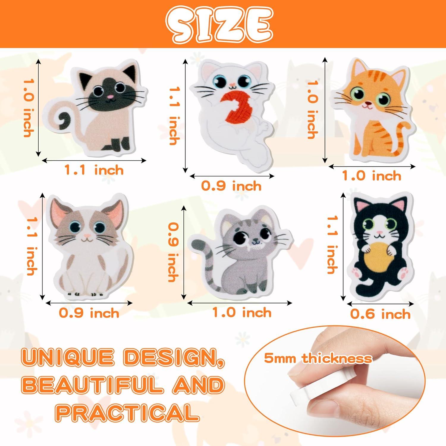 Borradores de Gato ANGOLIO 60 Pcs Mini Kawaii Multicolor