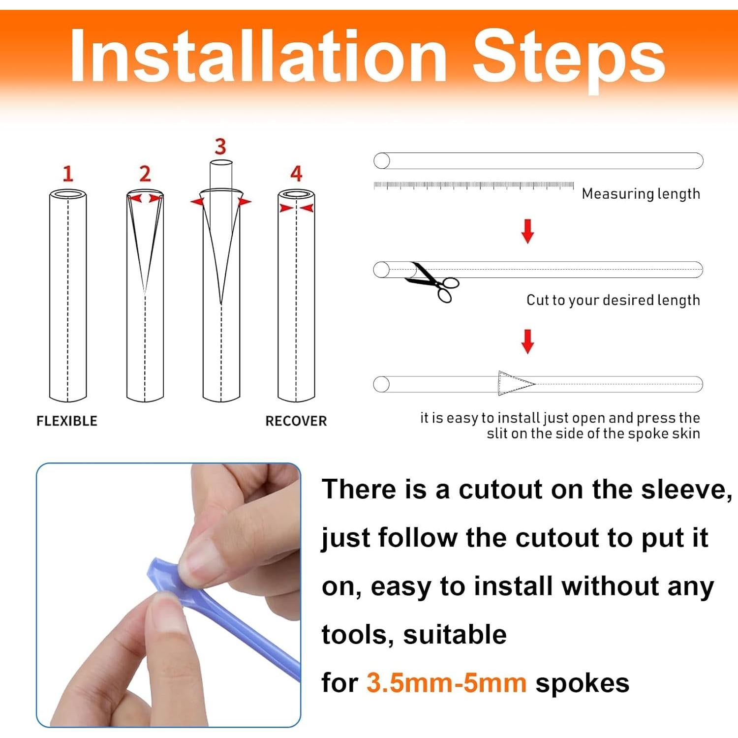 180 Fundas de Radios DENGXINWEI 24cm 10 Colores para Bicicleta