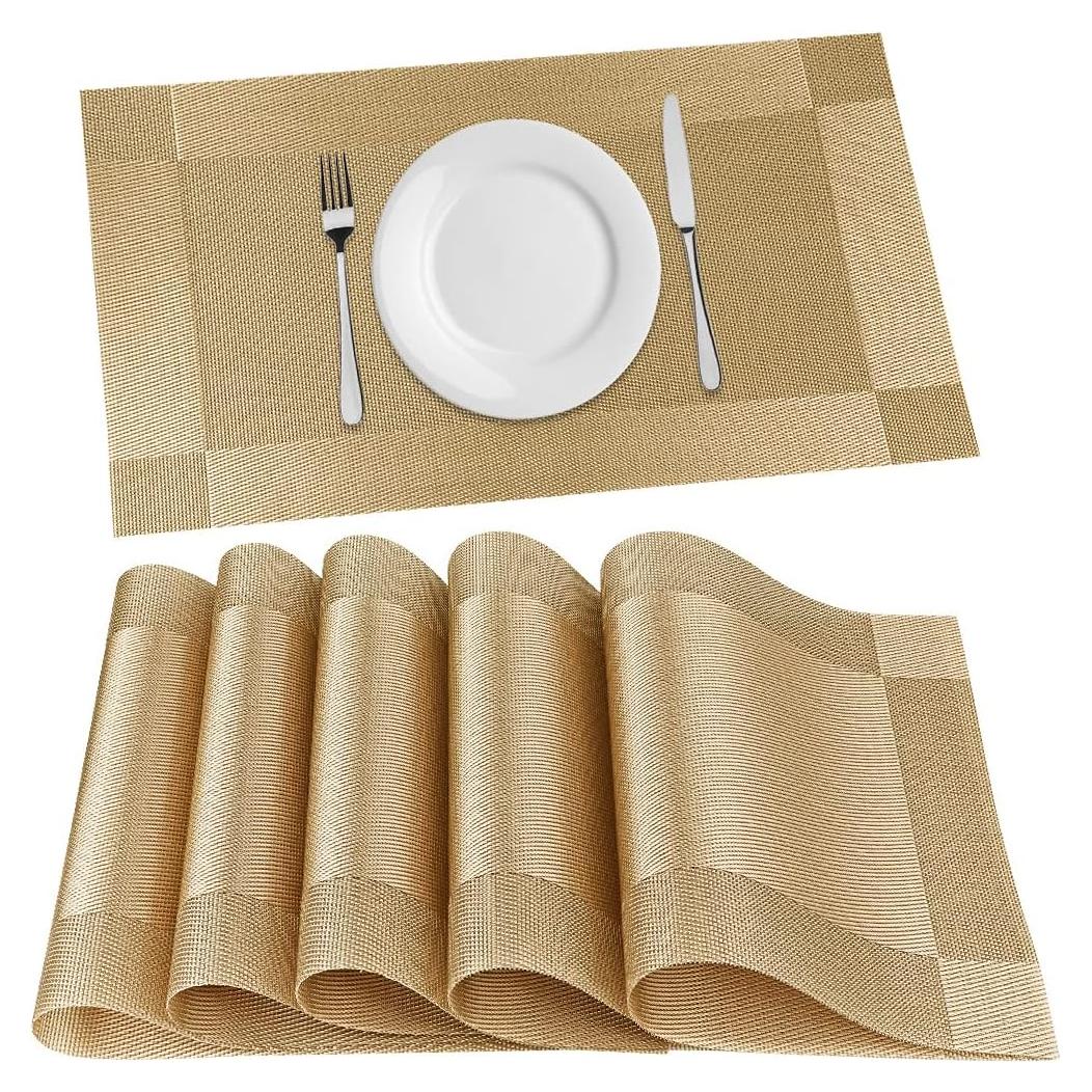 Juego de Manteles FGSAEOR 6 Piezas PVC Dorado Antideslizante