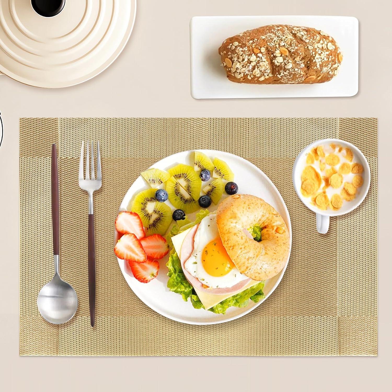 Juego de Manteles FGSAEOR 6 Piezas PVC Dorado Antideslizante