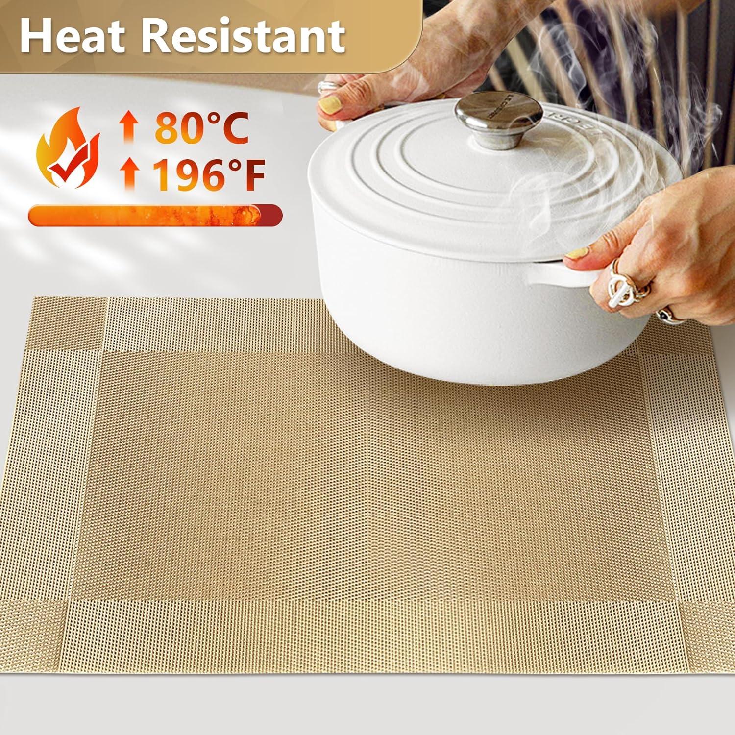 Juego de Manteles FGSAEOR 6 Piezas PVC Dorado Antideslizante