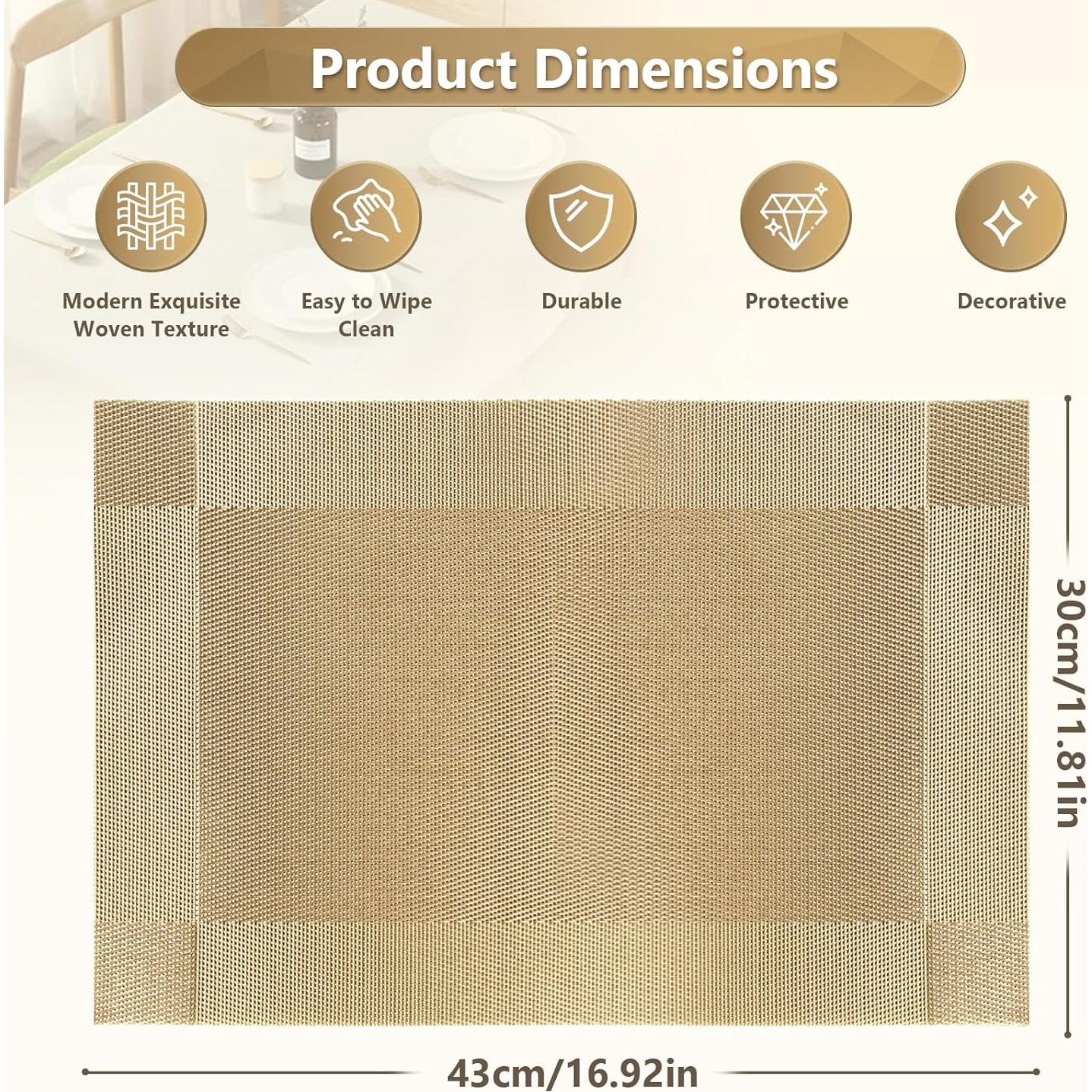 Juego de Manteles FGSAEOR 6 Piezas PVC Dorado Antideslizante