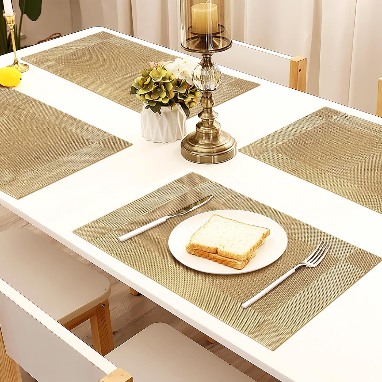 Juego de Manteles FGSAEOR 6 Piezas PVC Dorado Antideslizante