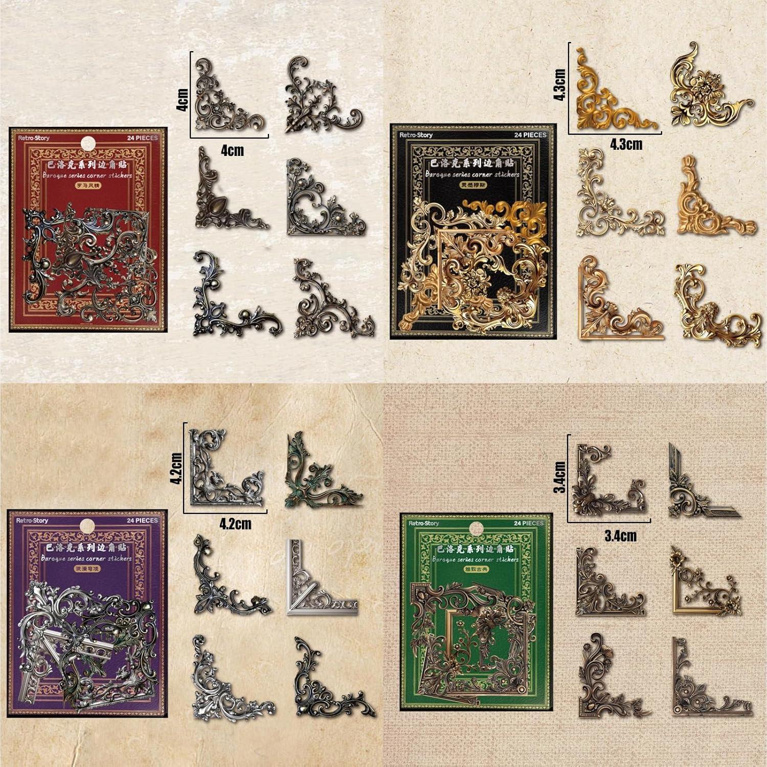 96 Calcomanías Vintage Esquinas Decorativas BROVITI para Scrapbook