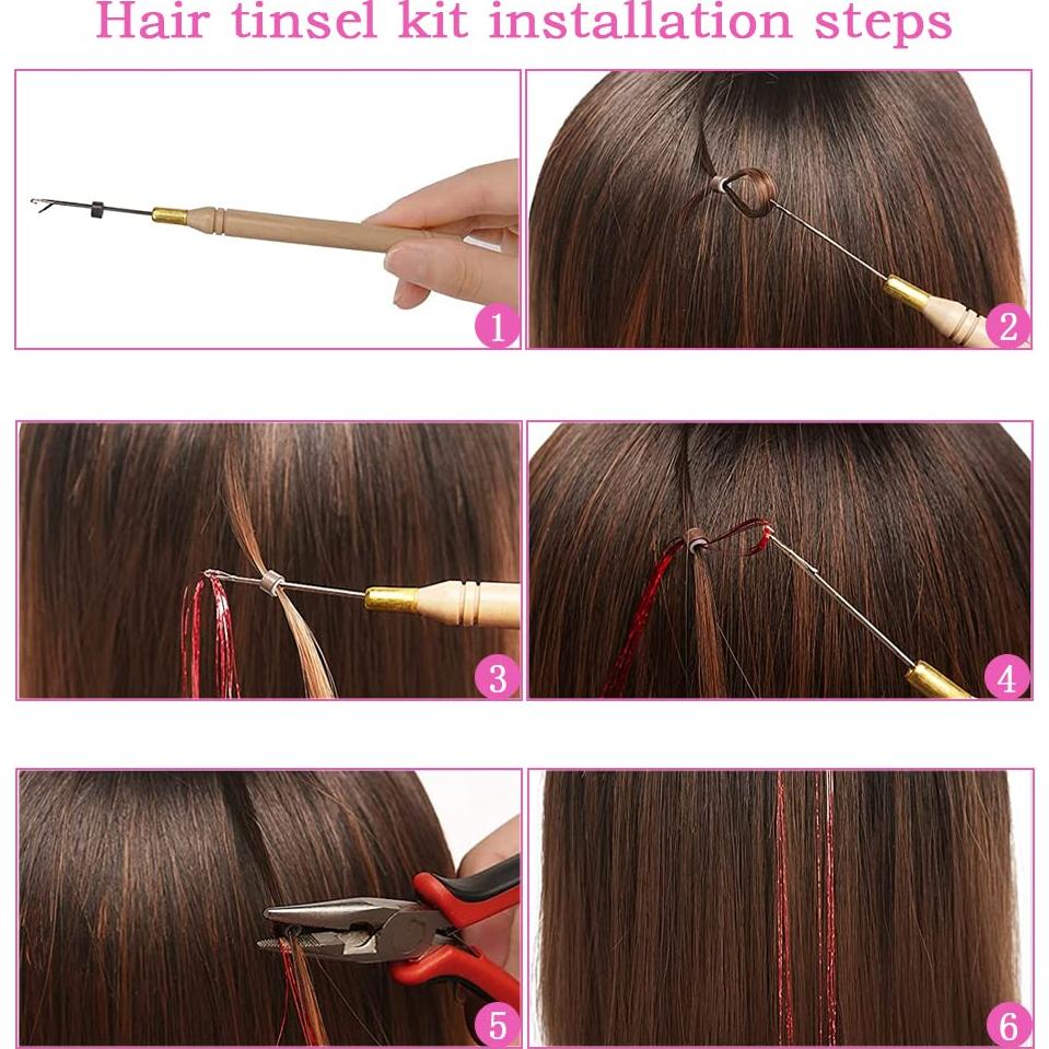 Kit de Tinsel para Cabello Ukithairtinsel 12 Colores 3200 Hebras