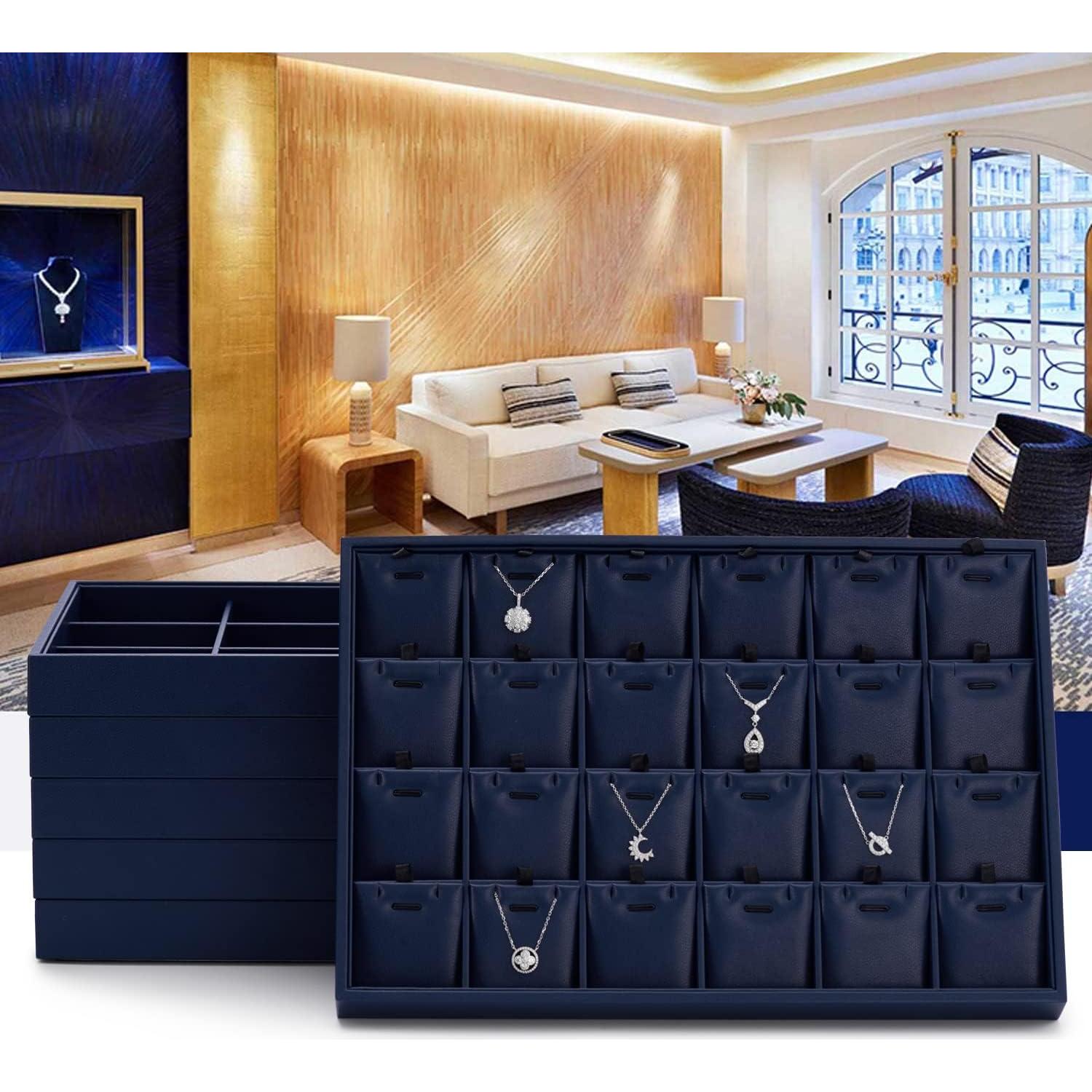 Bandeja de Exhibición de Joyería Oirlv Azul Apilable 35x24cm