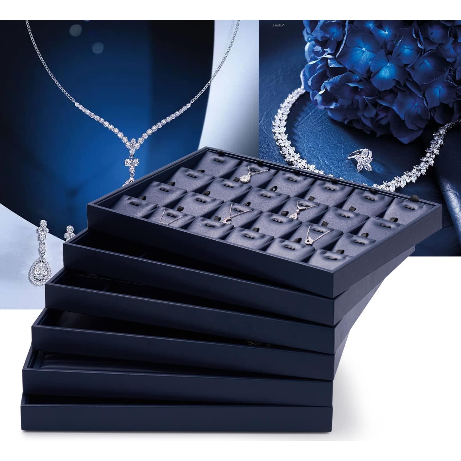 Bandeja de Exhibición de Joyería Oirlv Azul Apilable 35x24cm