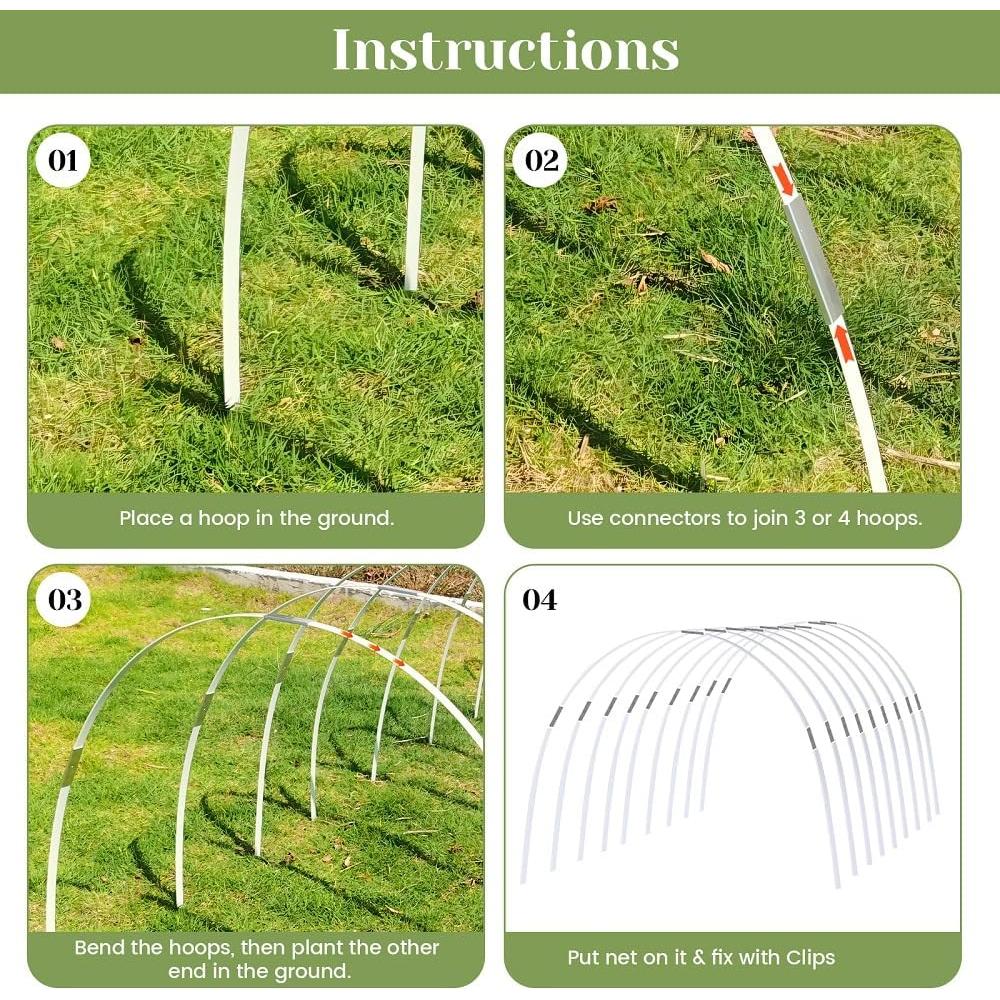 Arcos de Invernadero Sunwuk 20pcs Fibra de Vidrio Tamaño S