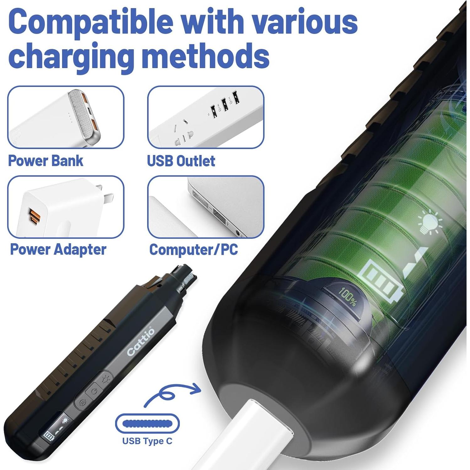 Cortador de Uñas Eléctrico Cattio para Perros y Gatos - Silencioso y Ergonómico