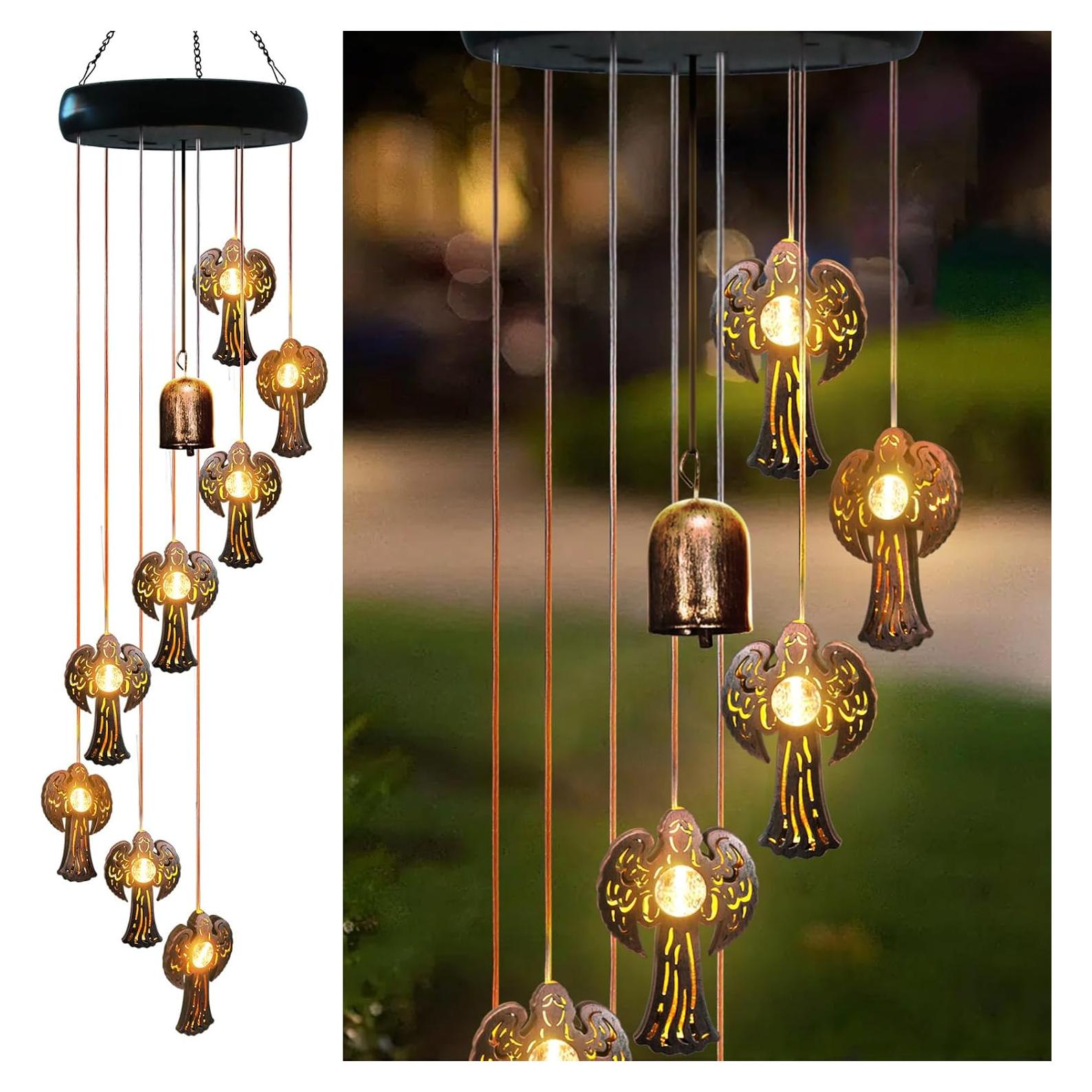 Campanas de Viento de Ángel Solar esgarden 75cm Decoración Exterior