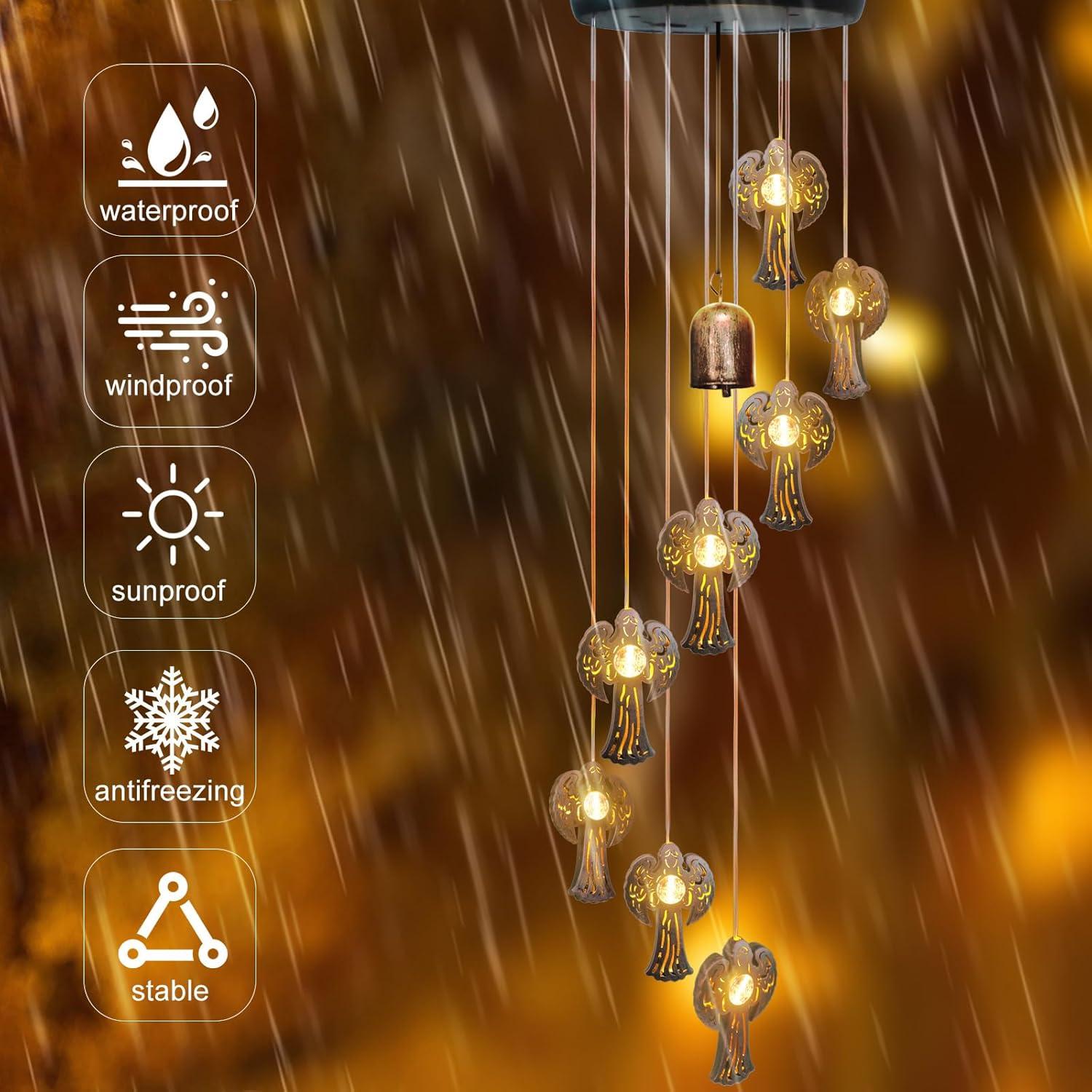 Campanas de Viento de Ángel Solar esgarden 75cm Decoración Exterior