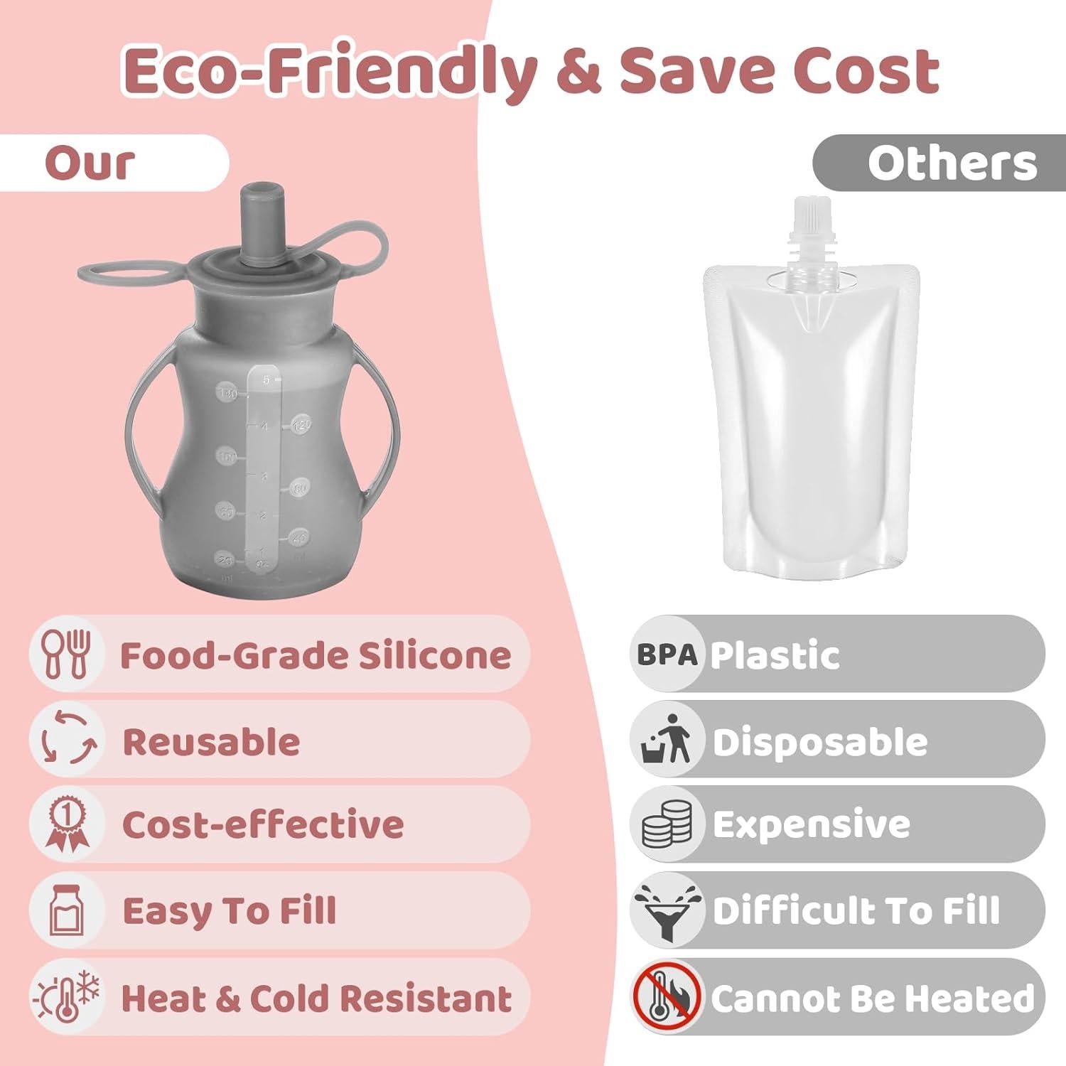 Bolsas de Comida Reutilizables para Bebés LOTBILL - 2 Unidades Gris