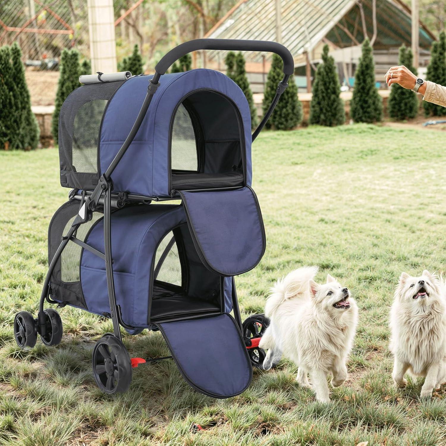 Carrito Doble para Mascotas MoNiBloom Plegable 2 Asientos 15.88 kg