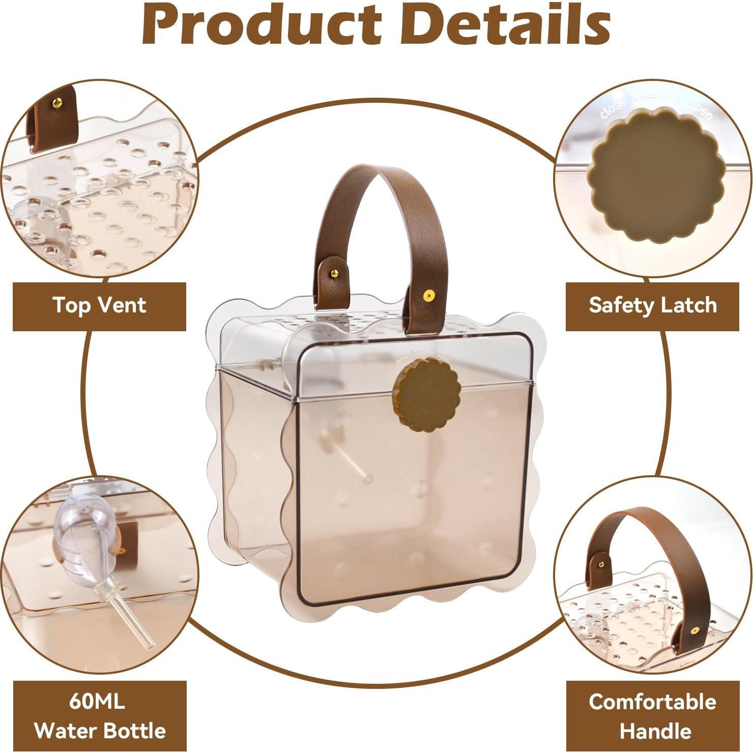 Transportador de Hámster MUYG 20x20x14 cm con Botella de Agua