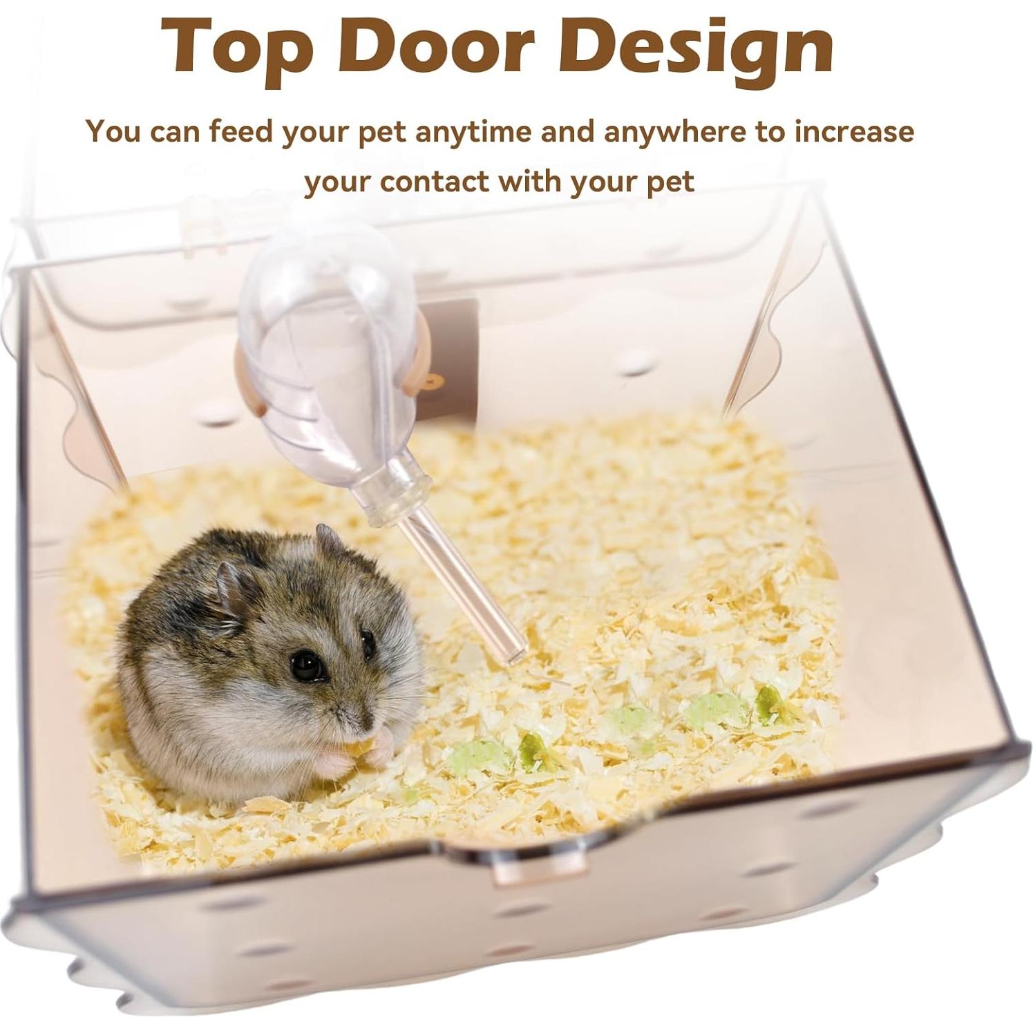 Transportador de Hámster MUYG 20x20x14 cm con Botella de Agua