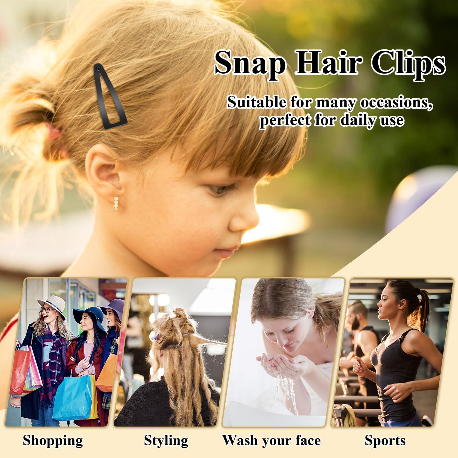 10 Clips de Metal para el Cabello Sightor - Doble Agarre Negro