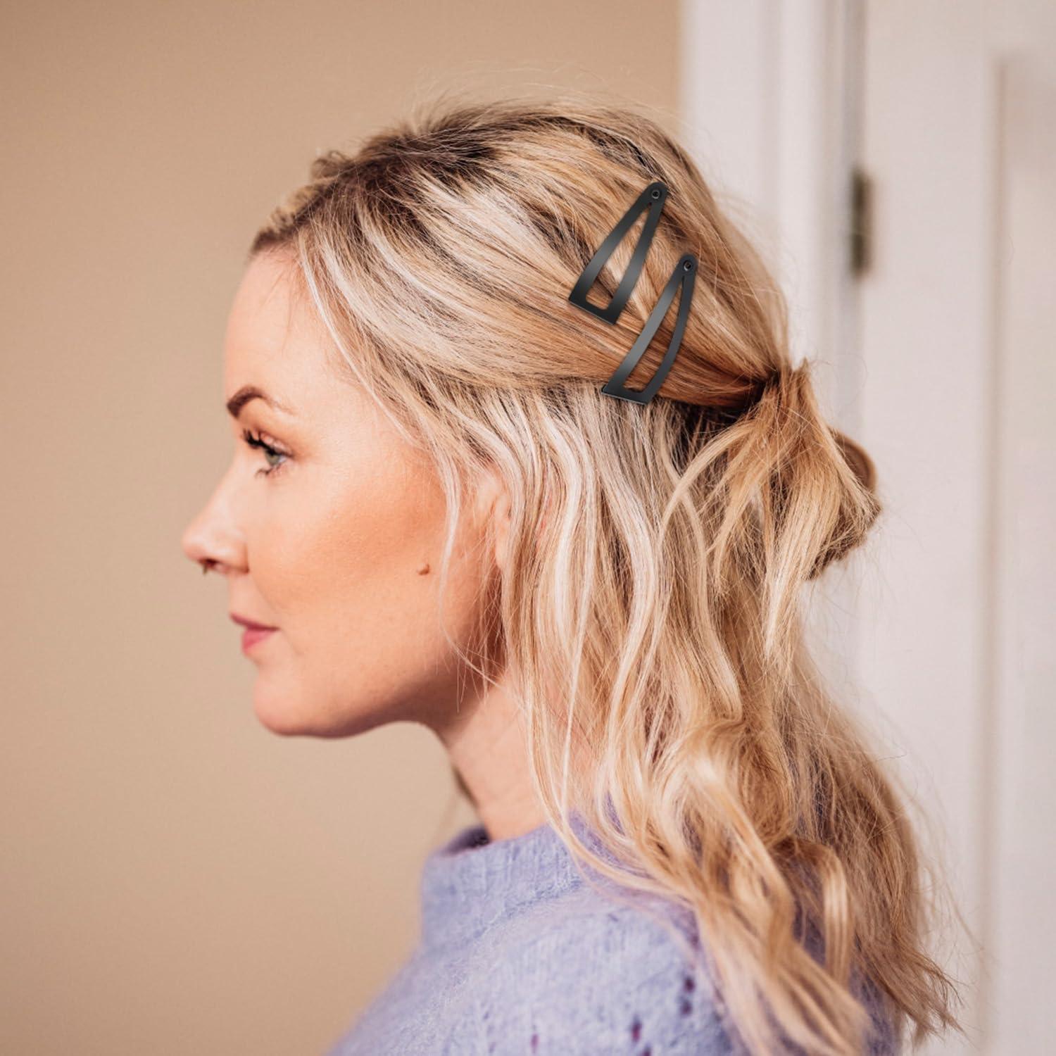 10 Clips de Metal para el Cabello Sightor - Doble Agarre Negro