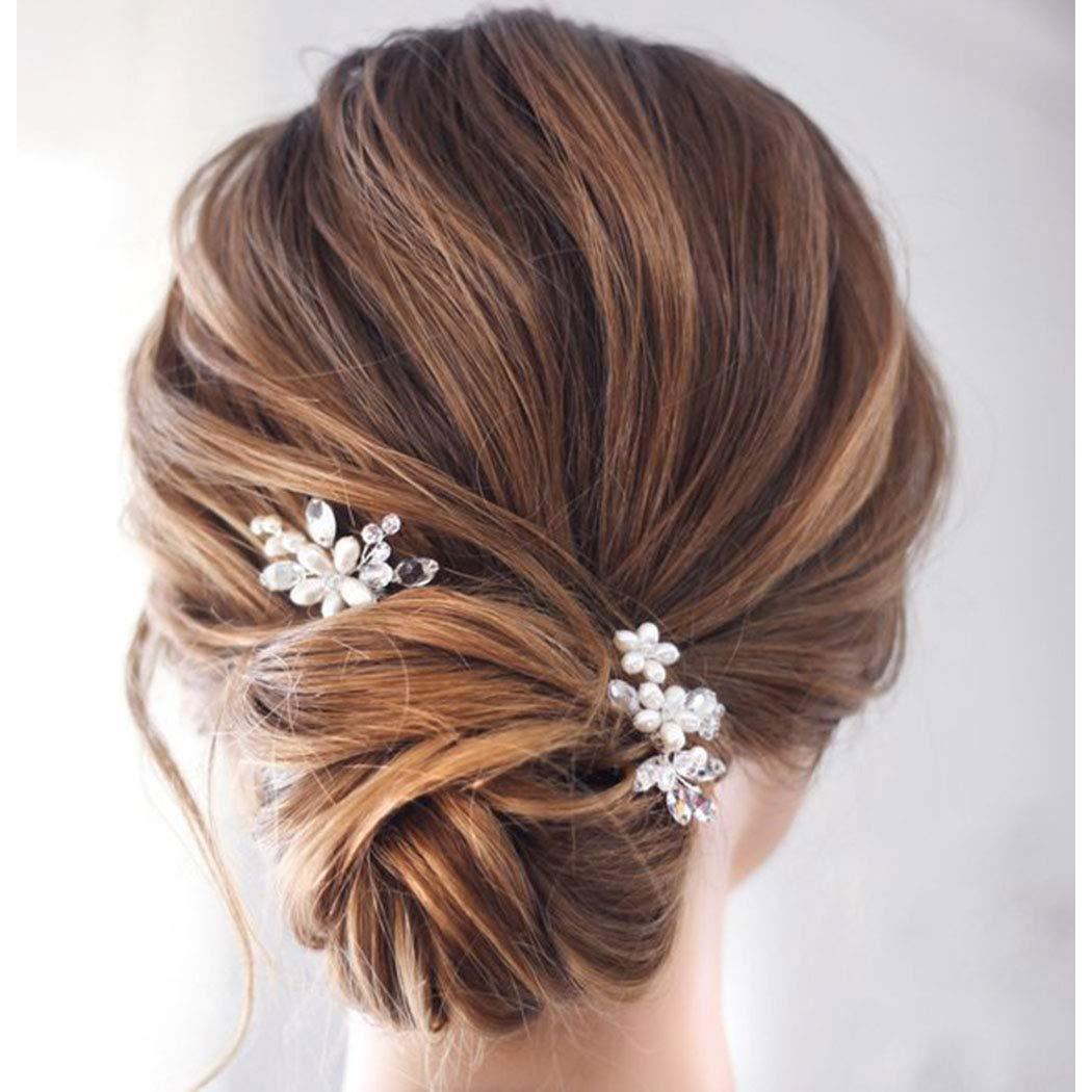 Horquillas de Pelo JAKAWIN para Novia - 2 Piezas Plata