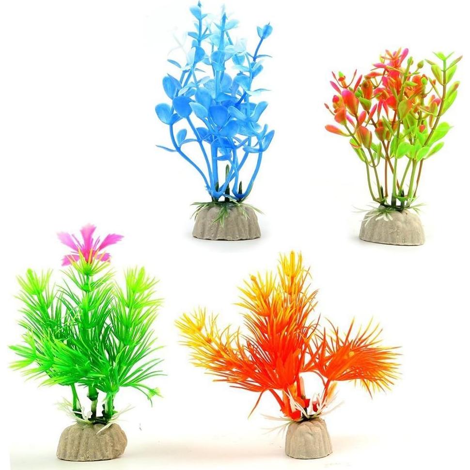Paquete de 10 Plantas Artificiales COMSUN para Acuario 10-11 cm