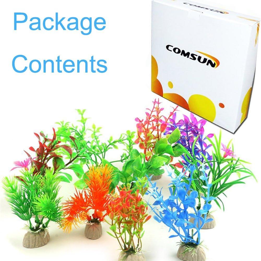 Paquete de 10 Plantas Artificiales COMSUN para Acuario 10-11 cm