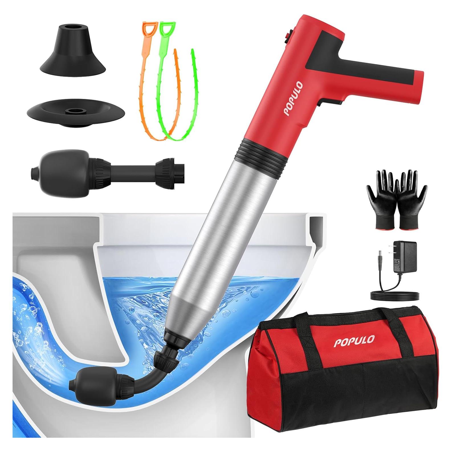 Desatascador Eléctrico POPULO de Alta Presión para Inodoro