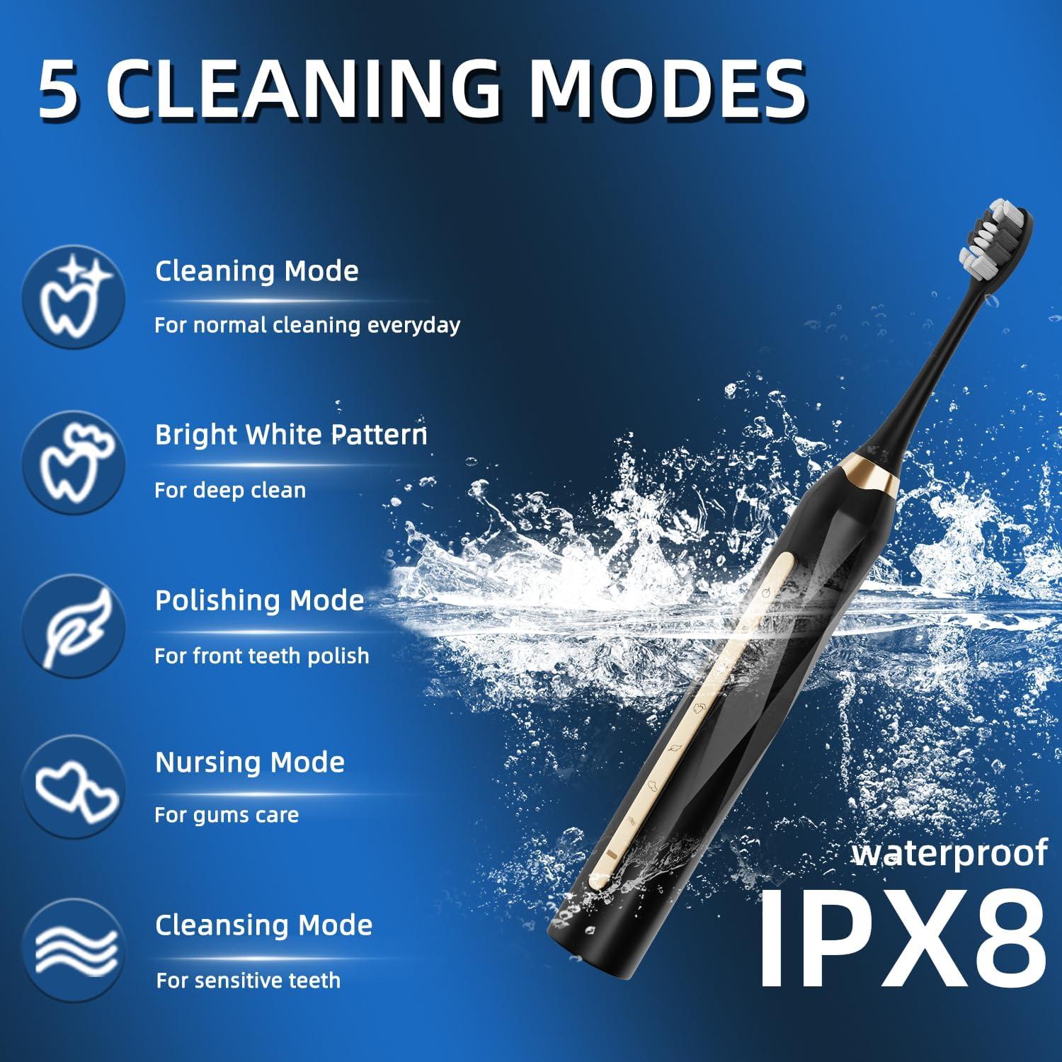 Cepillo de Dientes Eléctrico Molux con 12 Cabezas y Facial IPX8