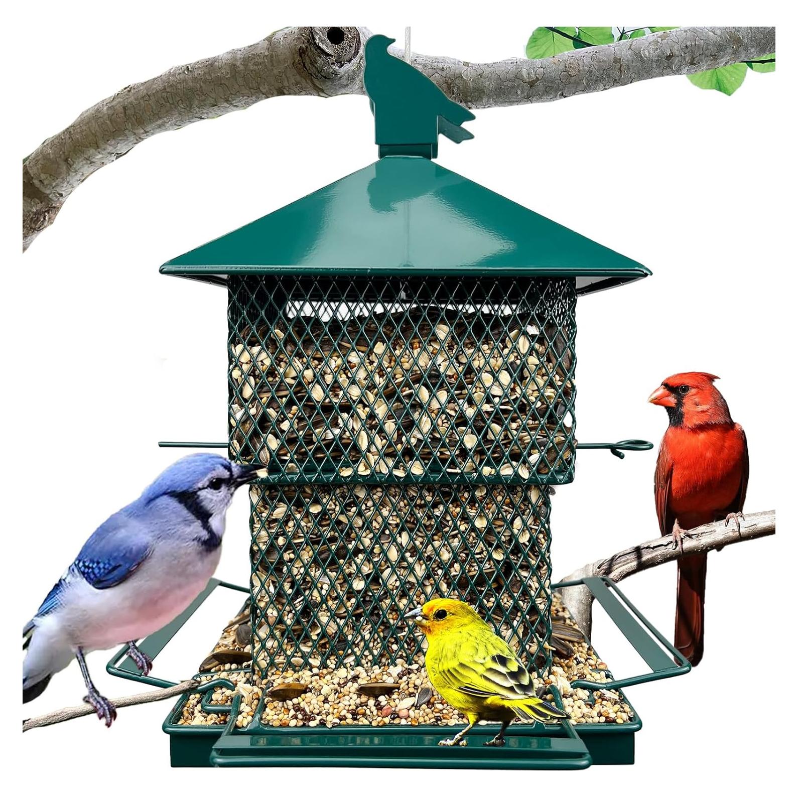 Comedero para Aves Colgante Meleave Verde 2.95kg Metal Resistente