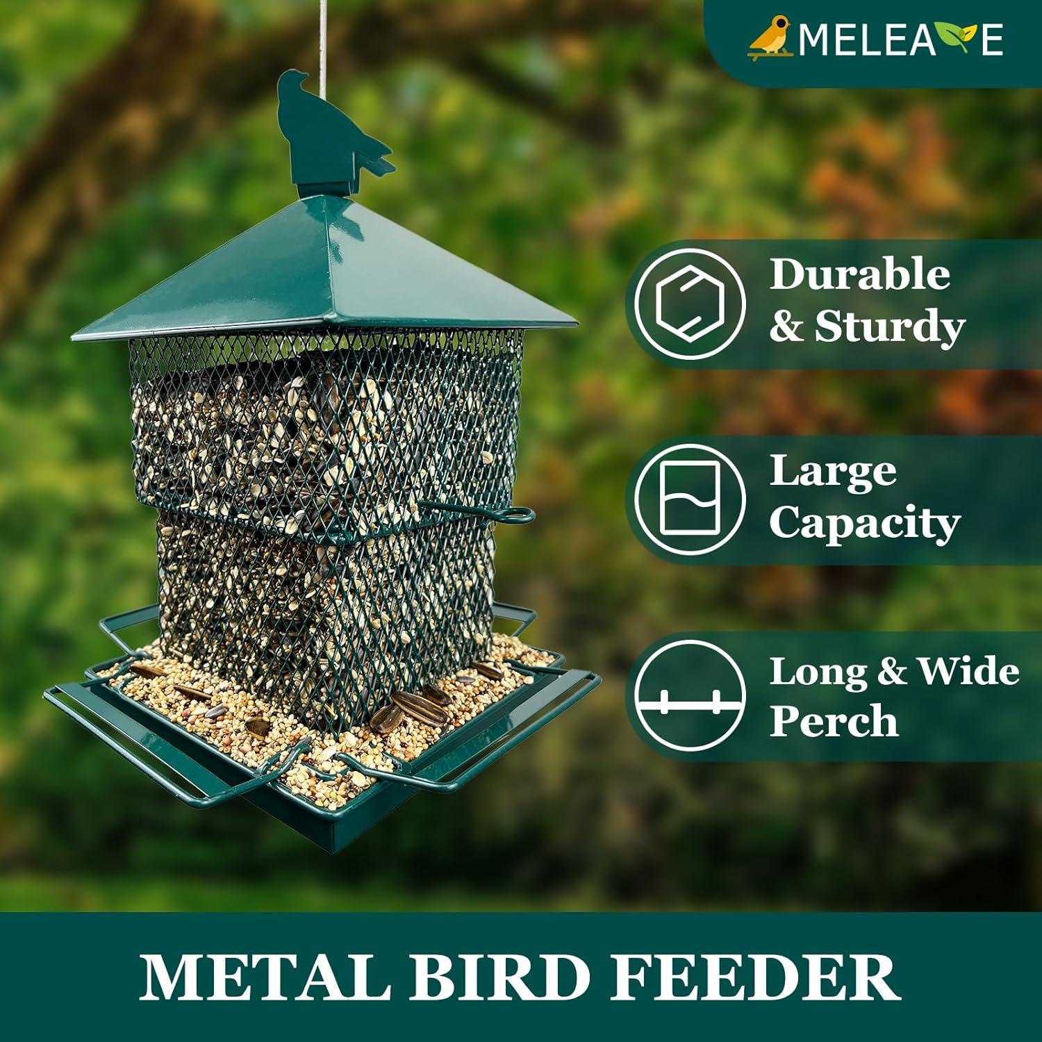 Comedero para Aves Colgante Meleave Verde 2.95kg Metal Resistente