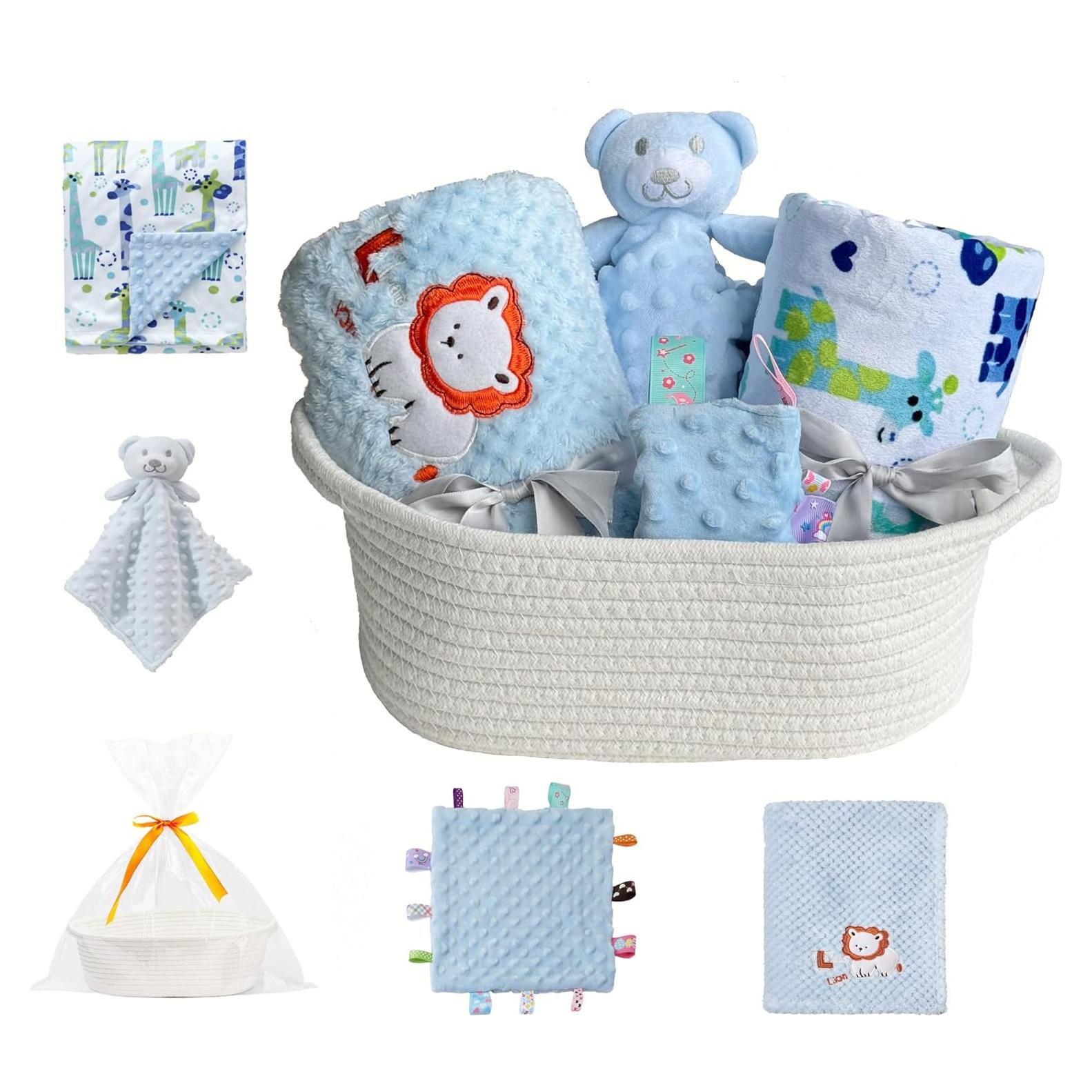 CREVENT Conjunto de Regalo para Bebé con Cesta y Mantas