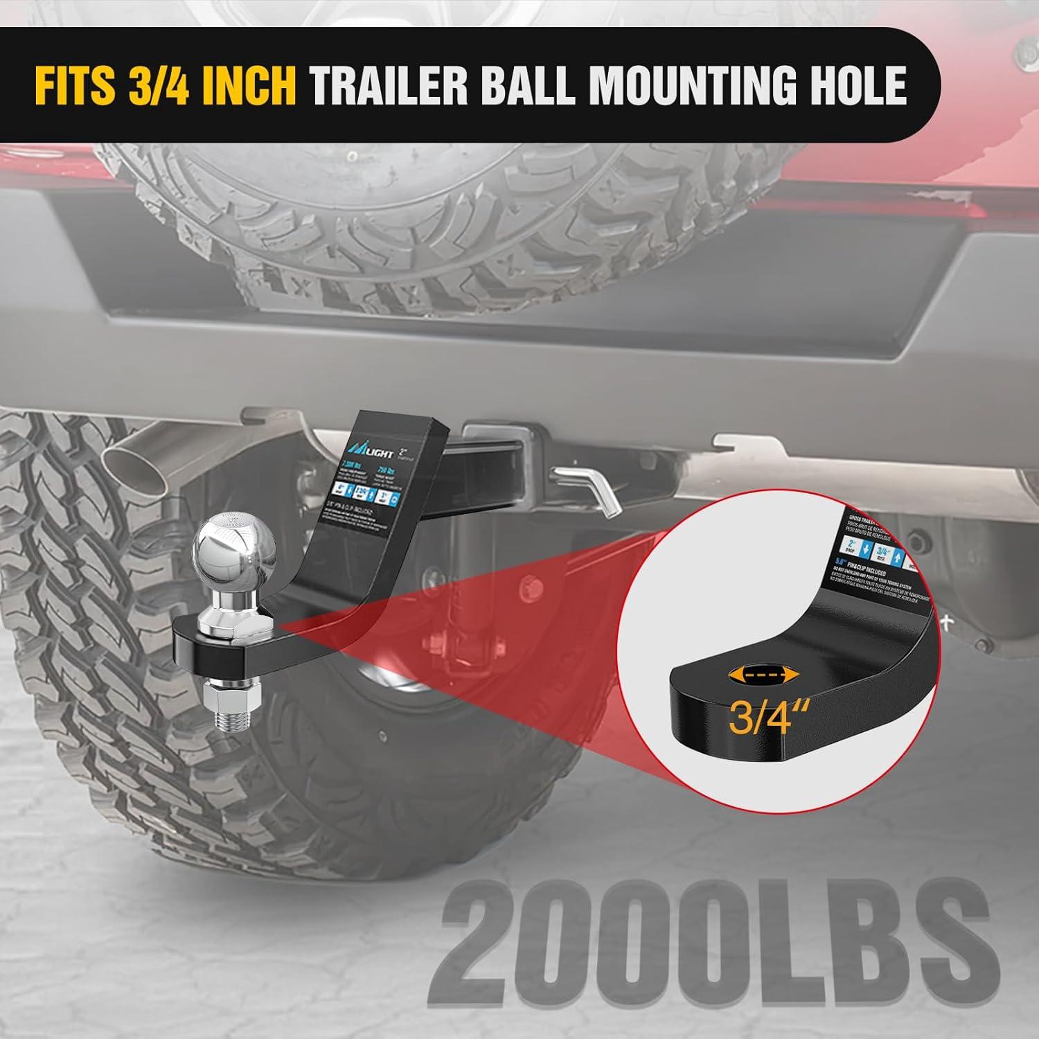 Bola de Enganche de Remolque Nilight 1-7/8" Cromo 907 kg