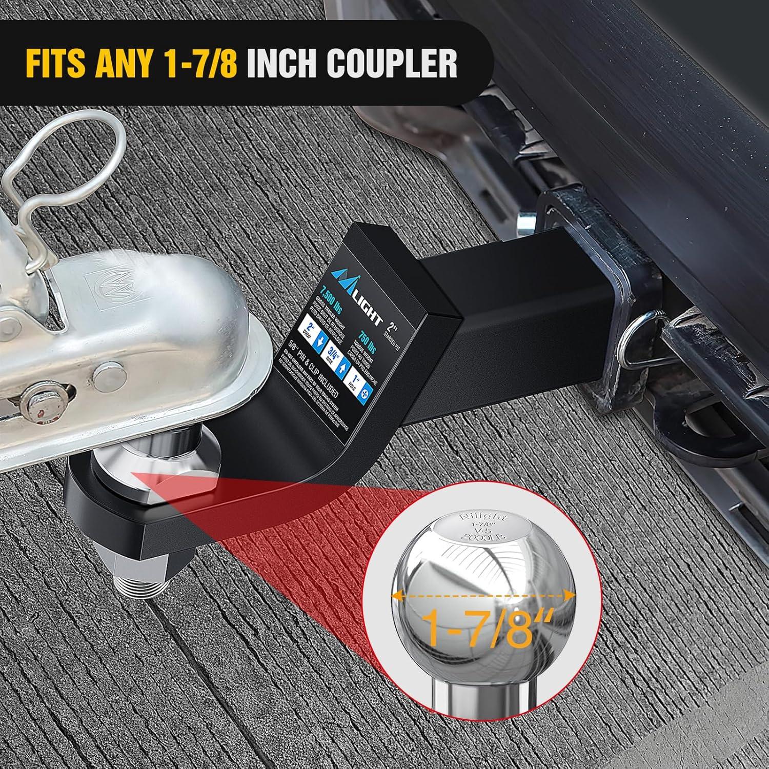 Bola de Enganche de Remolque Nilight 1-7/8" Cromo 907 kg