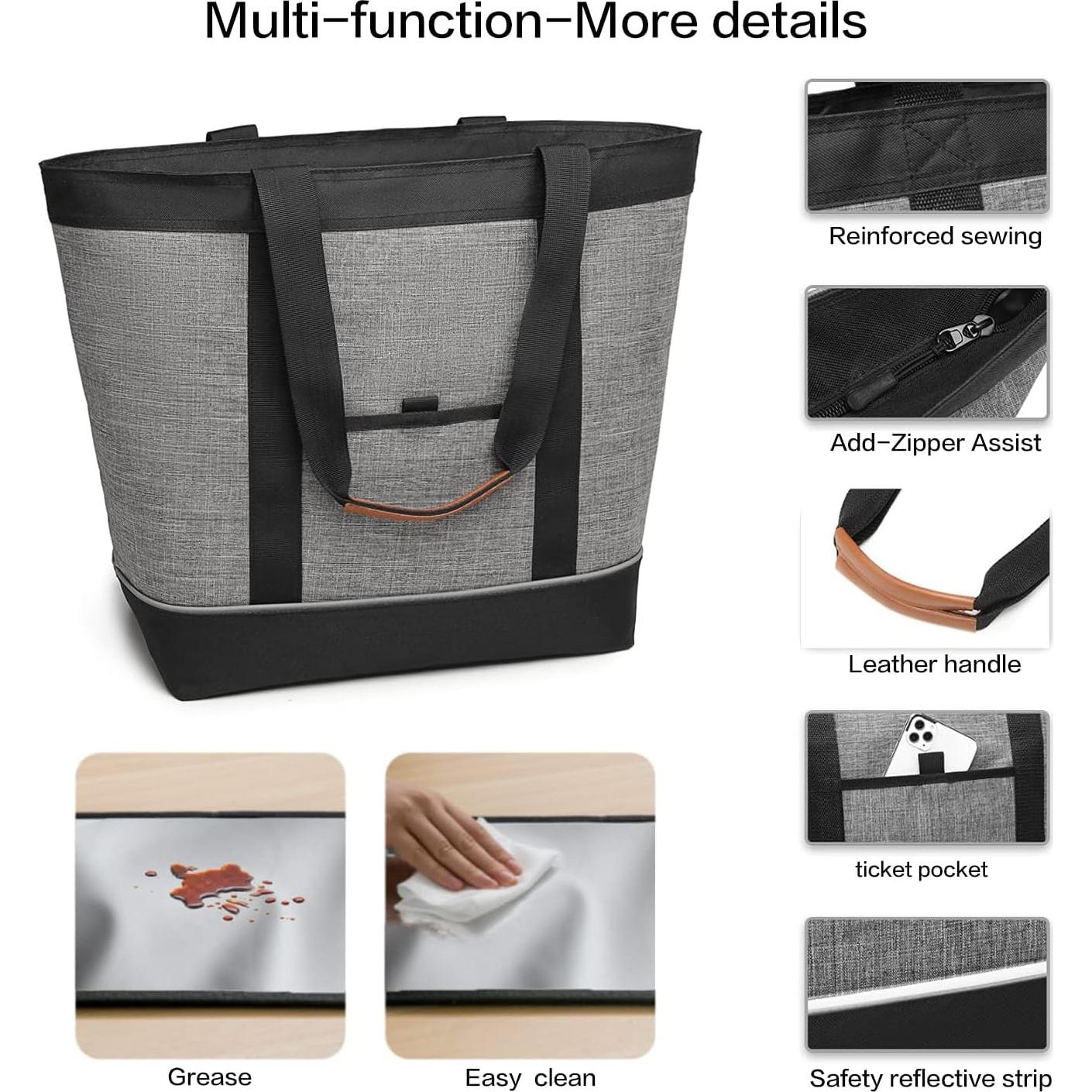 Bolsa Térmica Aislada TIIOCTI Grande 26L Gris Reutilizable