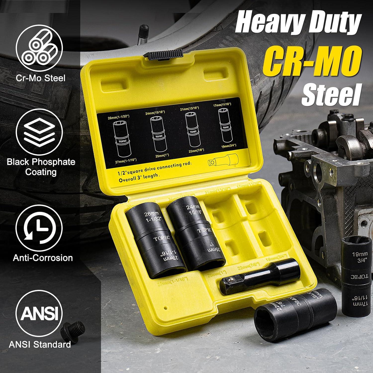 Juego de extracción de tuercas de rueda Topec 5 piezas 17-27mm