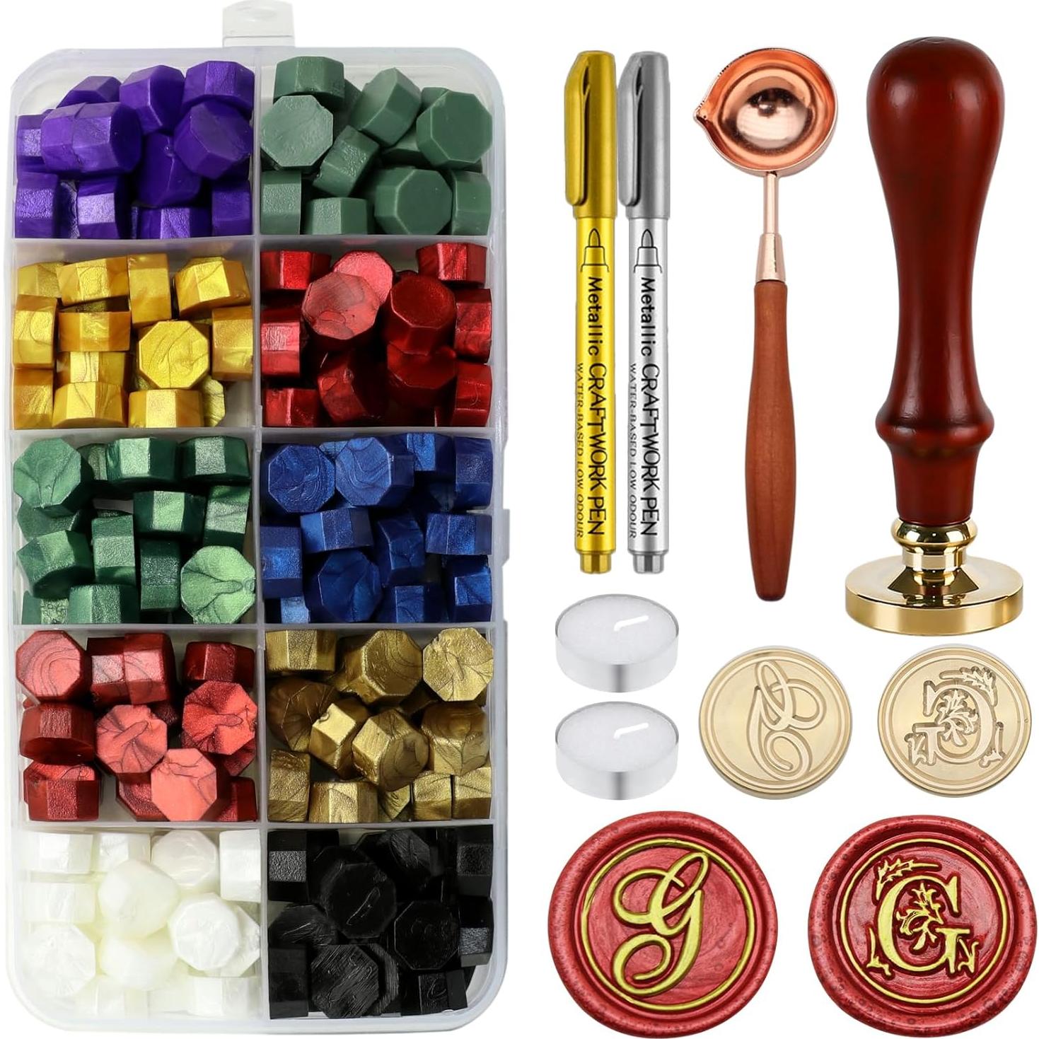 Kit de Sello de Cera Andotopee Letra G con 200 Perlas