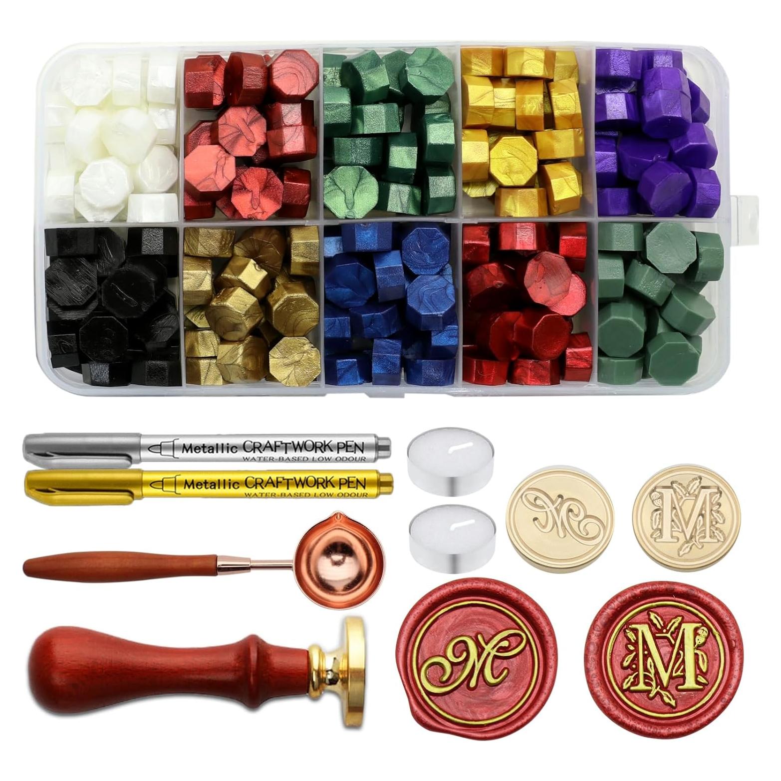 Kit de Sello de Cera Andotopee Letra M con 200 Perlas