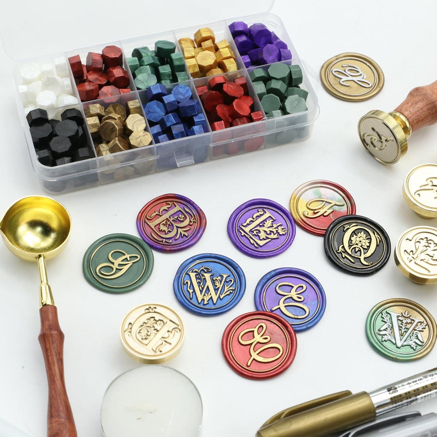 Kit de Sello de Cera Andotopee Letra M con 200 Perlas