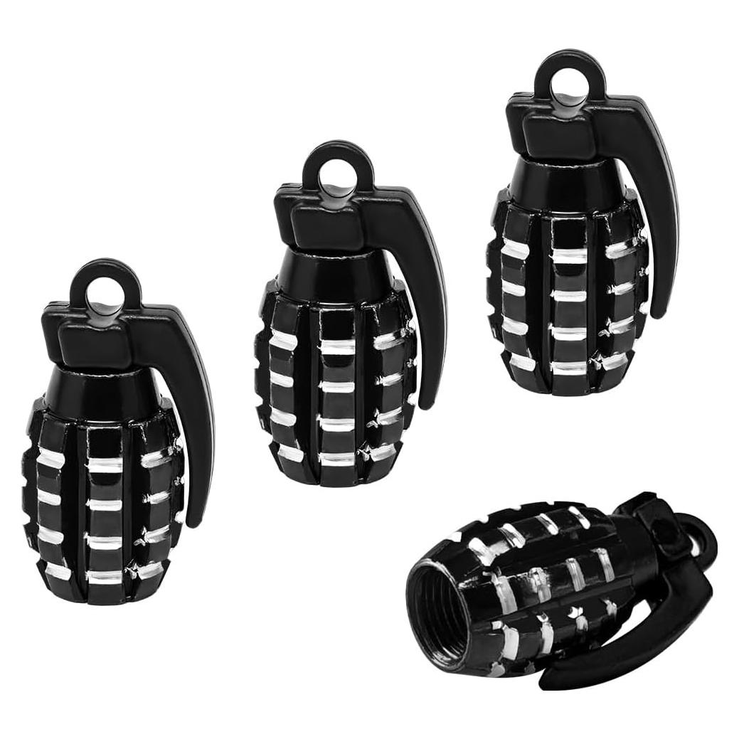 4 Tapones de Válvula de Neumático de Coche Povtii - Negro