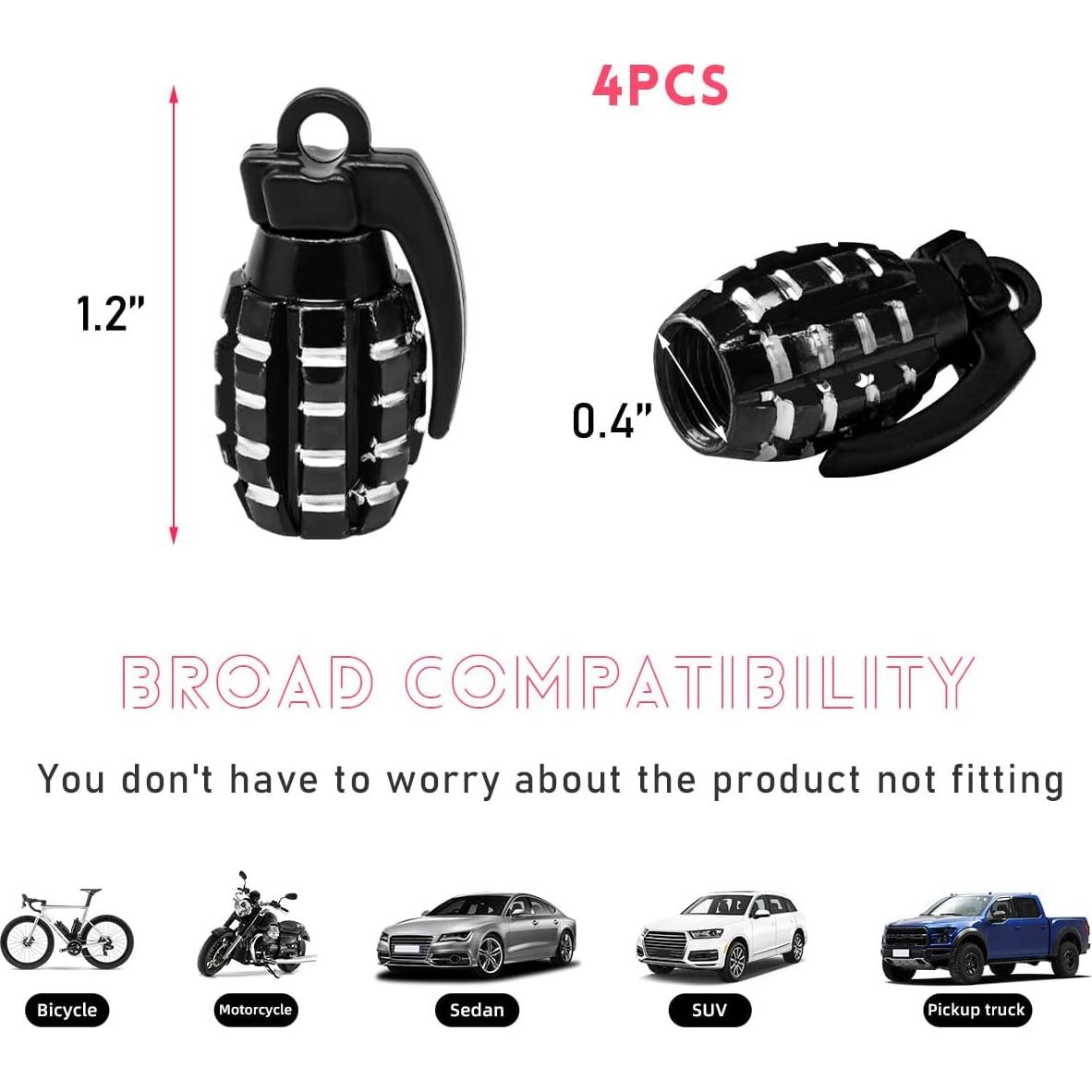 4 Tapones de Válvula de Neumático de Coche Povtii - Negro