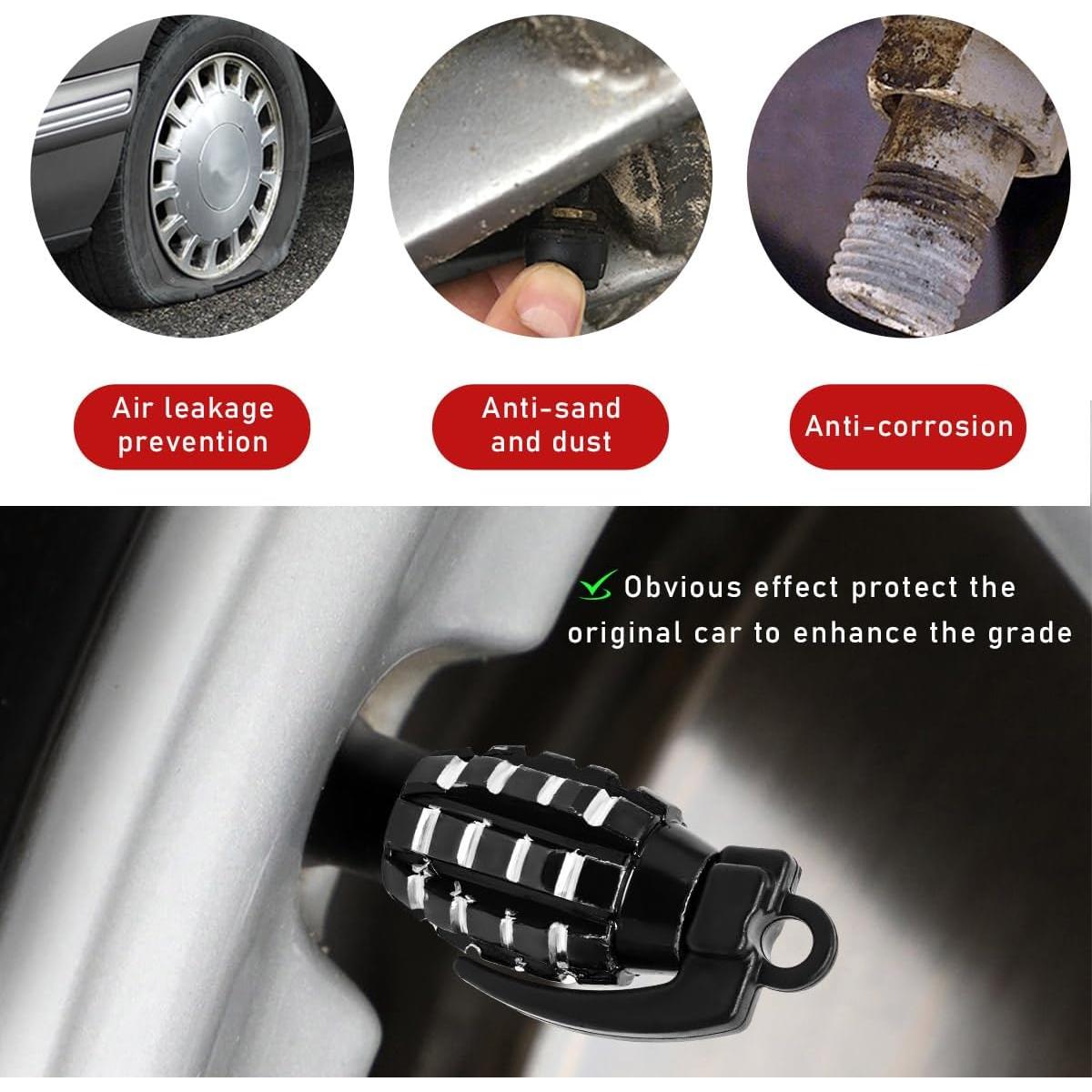 4 Tapones de Válvula de Neumático de Coche Povtii - Negro