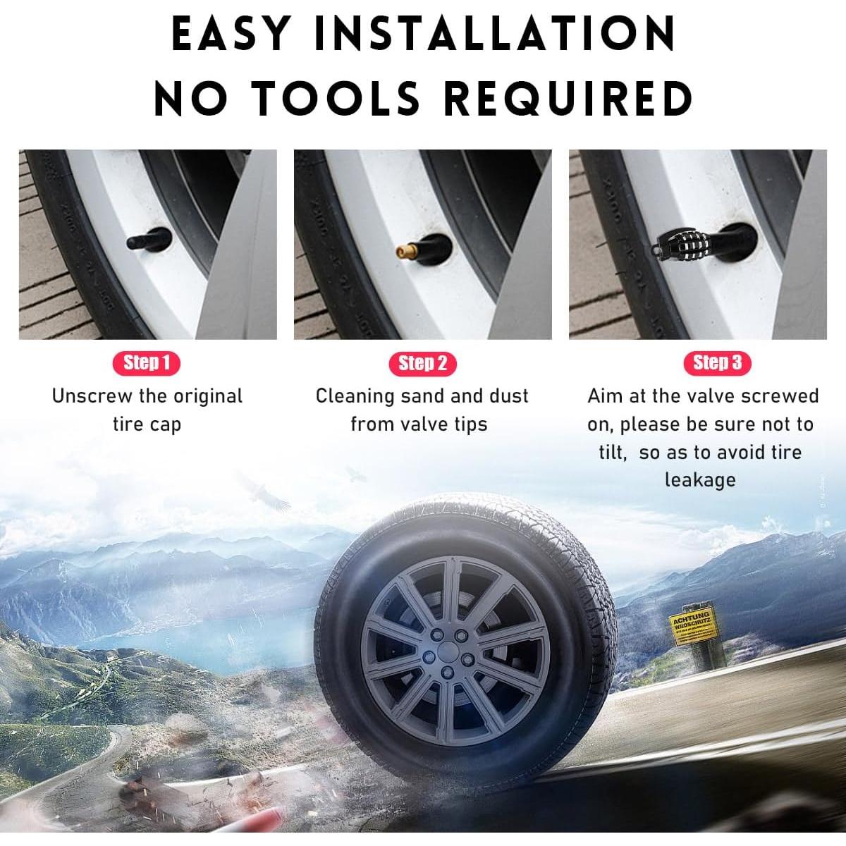 4 Tapones de Válvula de Neumático de Coche Povtii - Negro